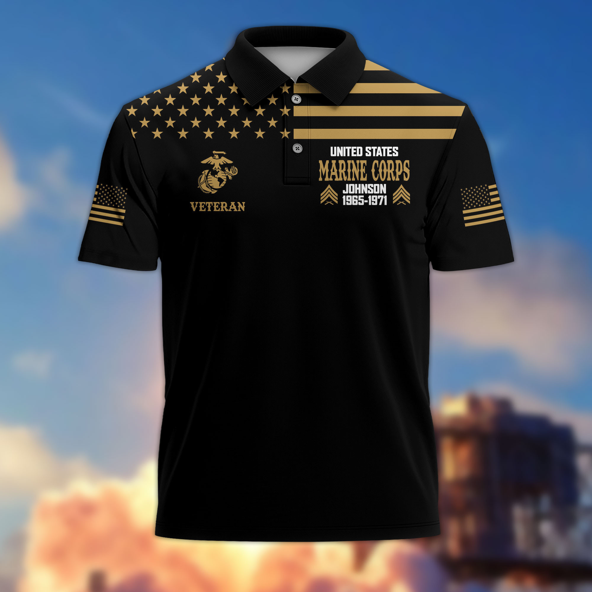 Unique Custom Name, Rank, Year, USMC Polo Shirt VPVC215503, Gifts For Marine Veteran, Best Gifts On Father’s Day, Independence Day, Veterans Day