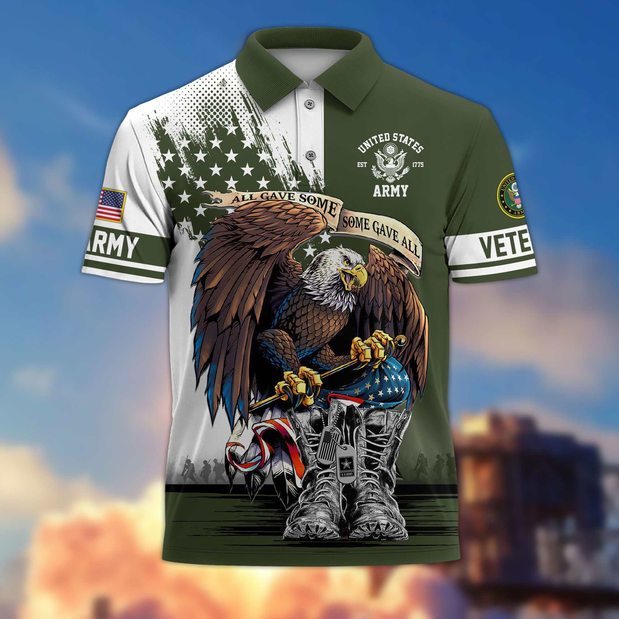 Premium US Veterans Polo Shirt BPHN030411, Gifts For US Veterans, Gifts On Memorial Day, Father’s Day, Armed Forces Day, Independence Day, Veterans Day
