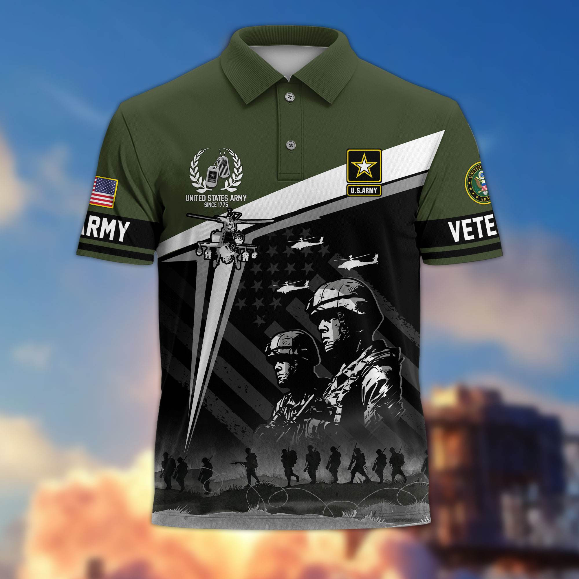 Premium US Veterans Polo Shirt BPHN280311, Gifts For US Veterans, Gifts On Memorial Day, Father’s Day, Armed Forces Day, Independence Day, Veterans Day