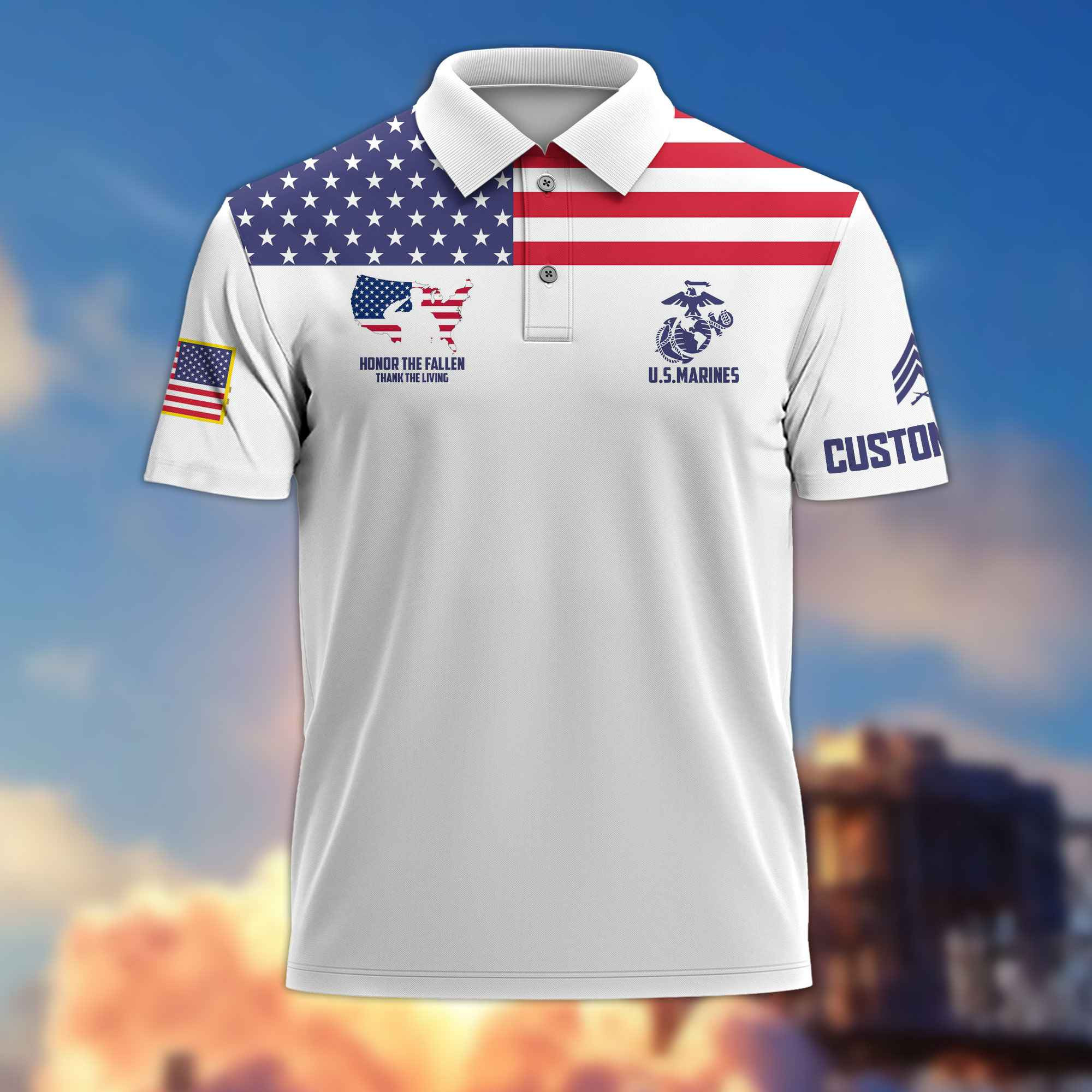 USMC Custom Polo Shirt VPVC215603, Gifts For Marine Veteran, Best Gifts On Father’s Day, Armed Forces Day, Independence Day, Veterans Day