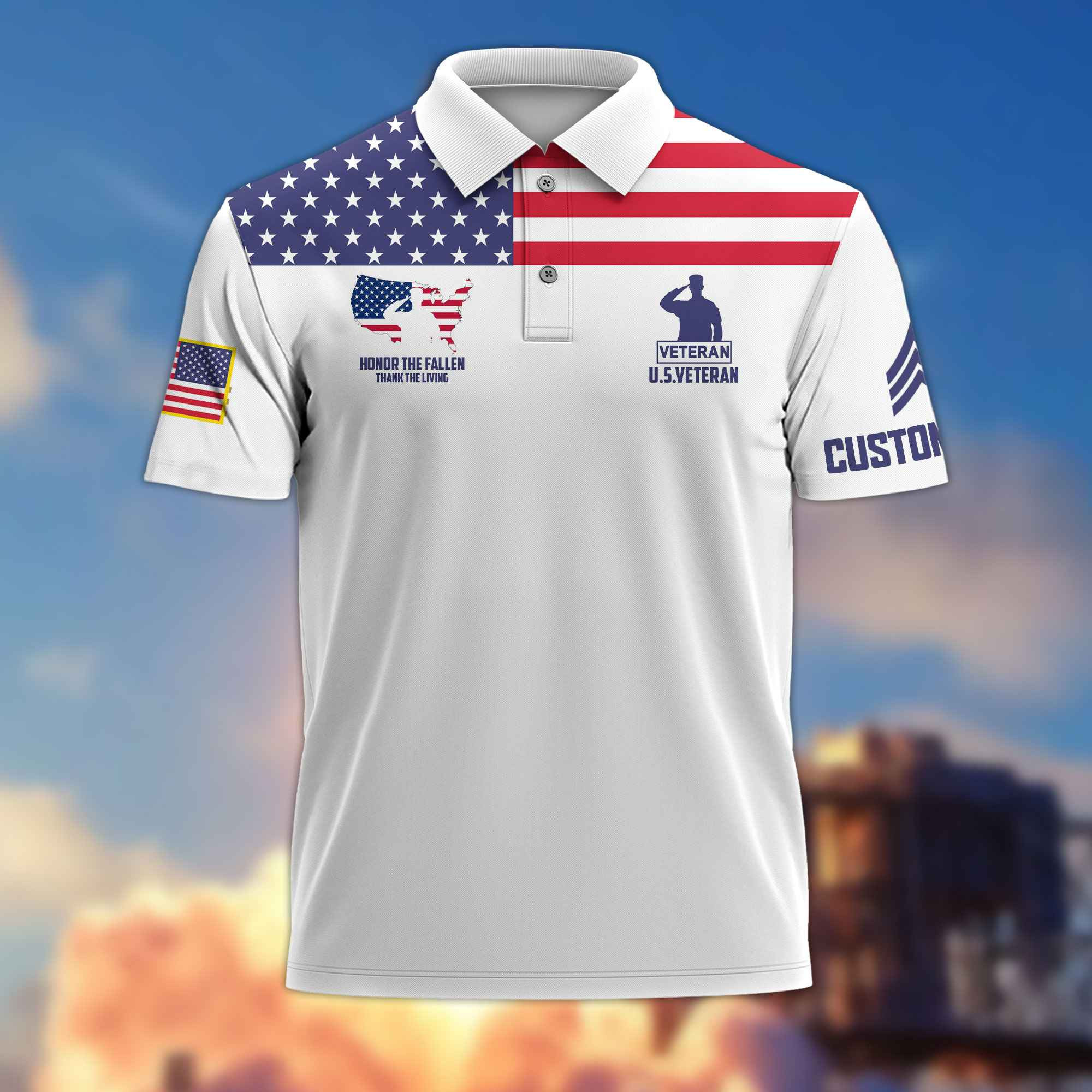 US Veteran Custom Polo Shirt VPVC215607, Gifts For US Veteran, Best Gifts On Father’s Day, Armed Forces Day, Independence Day, Veterans Day