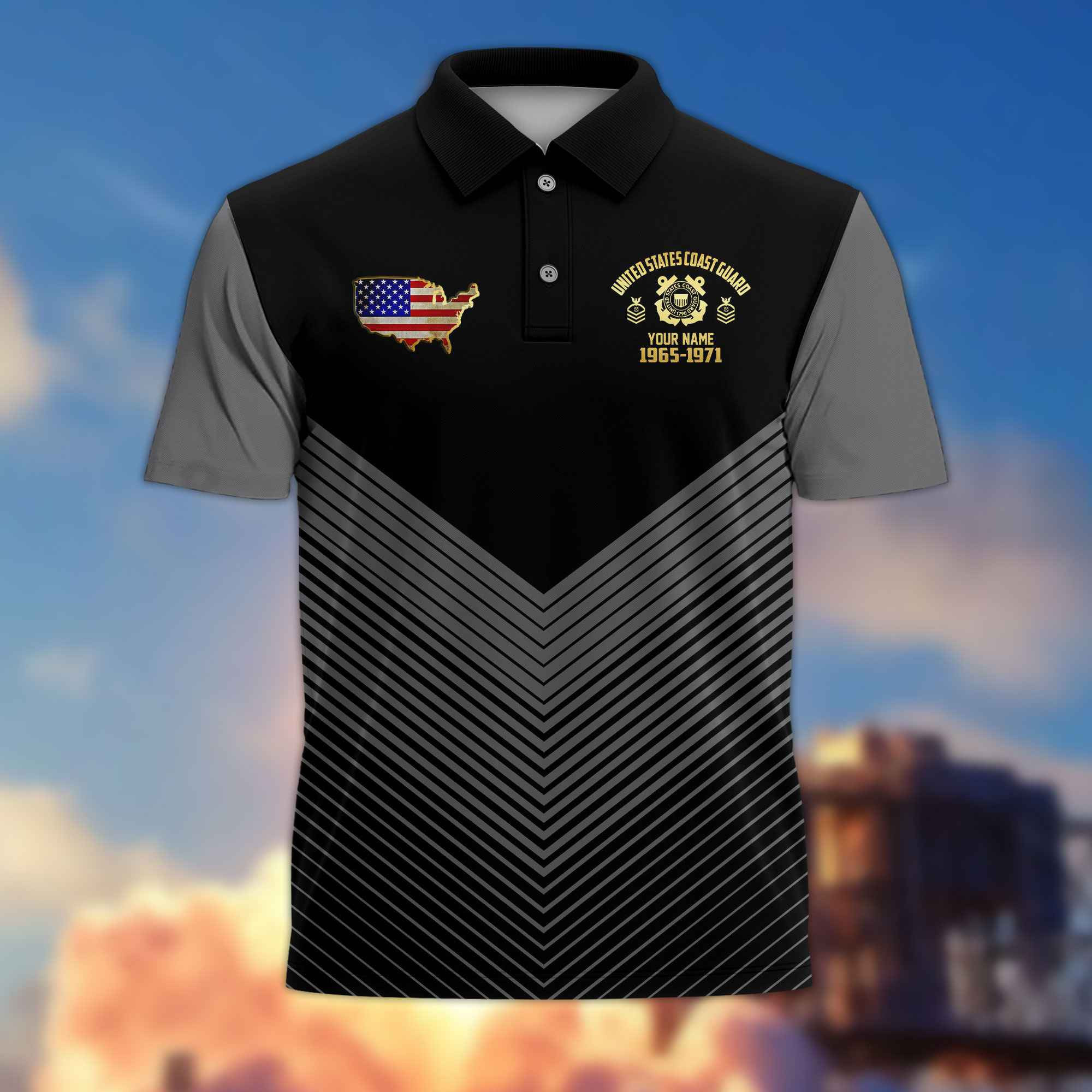 Premium USCG Polo Shirt VPVC215805, Custom Name, Rank, Year, Gifts For Coast Guard Veteran, Best Gifts On Father’s Day, Armed Forces Day, Independence Day, Veterans Day