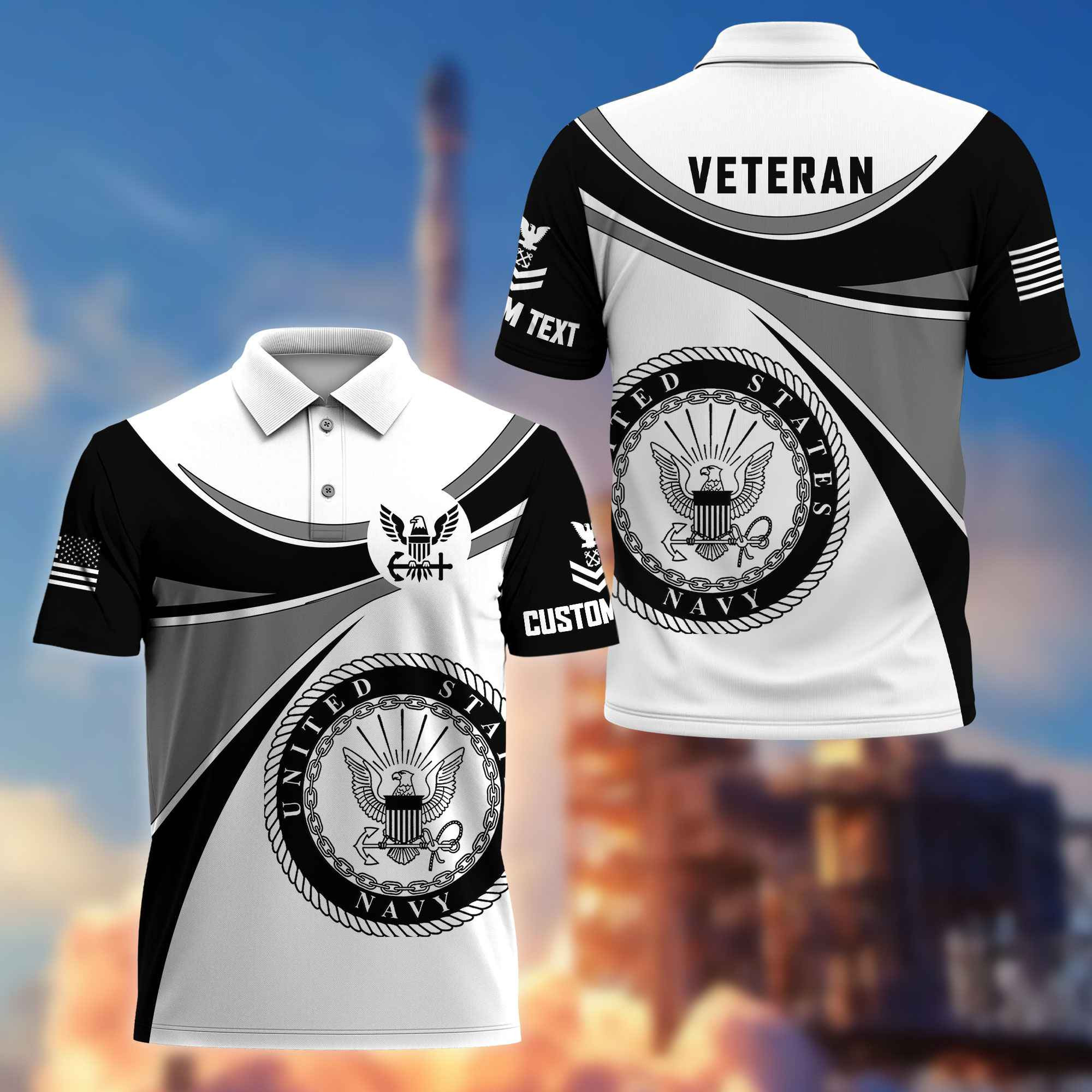 Unique Custom Name, Rank US Navy Polo Shirt VPVC216002, Gifts For Navy Veteran, Best Gifts On Father’s Day, Independence Day, Veterans Day