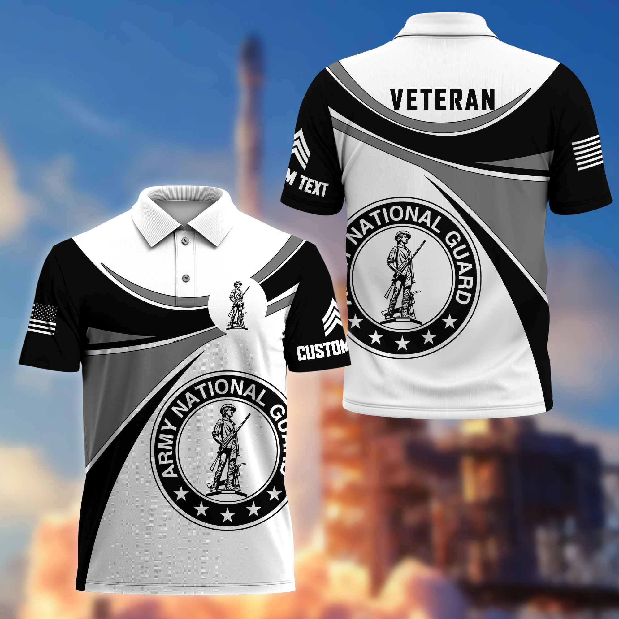 Unique Custom Name, Rank, US Army National Guard Polo Shirt VPVC216008, Gifts For Army National Guard Veteran, Best Gifts On Father’s Day, Independence Day, Veterans Day