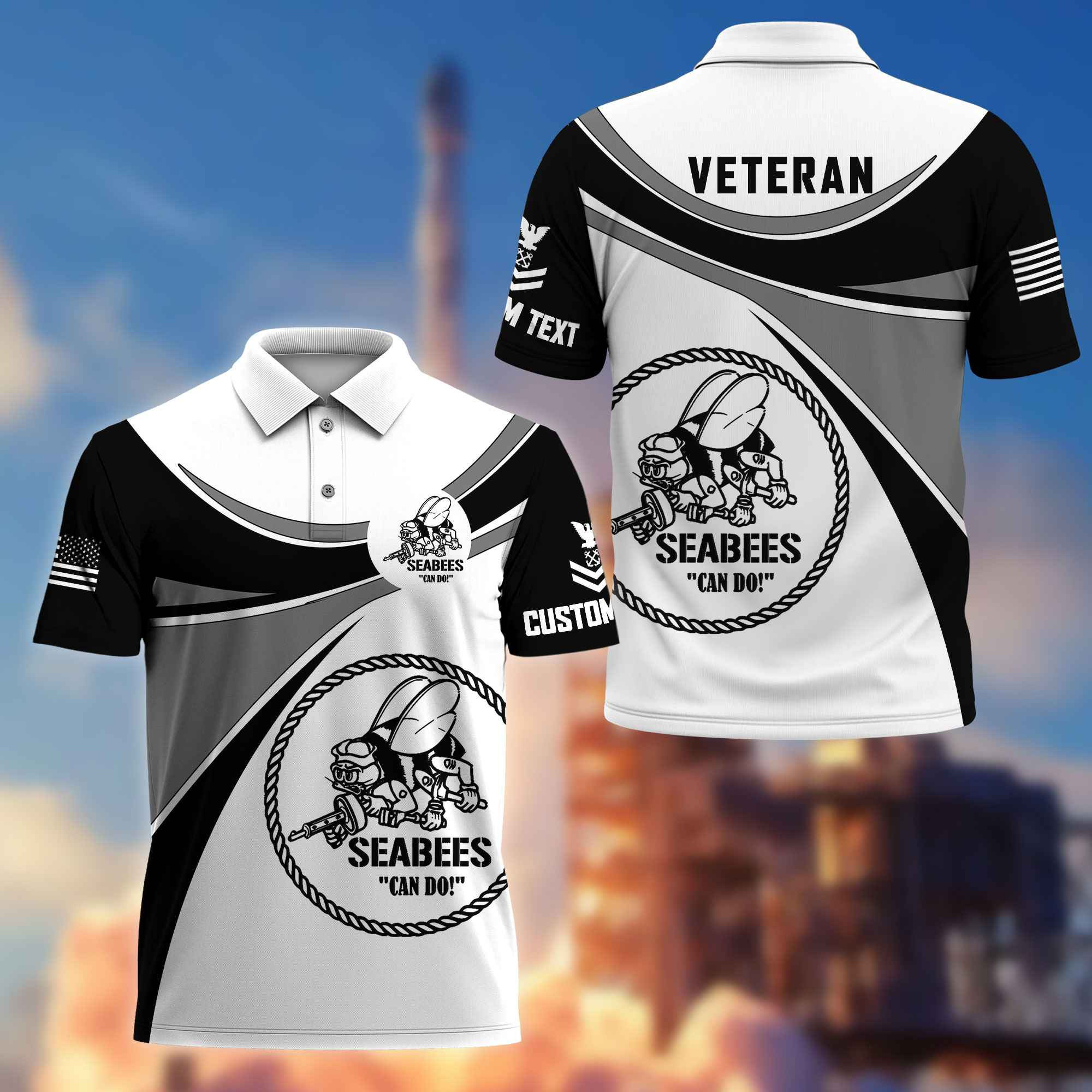 Unique Custom Name, Rank, US Seabees Polo Shirt VPVC216009, Gifts For Seabees Veteran, Best Gifts On Father’s Day, Independence Day, Veterans Day