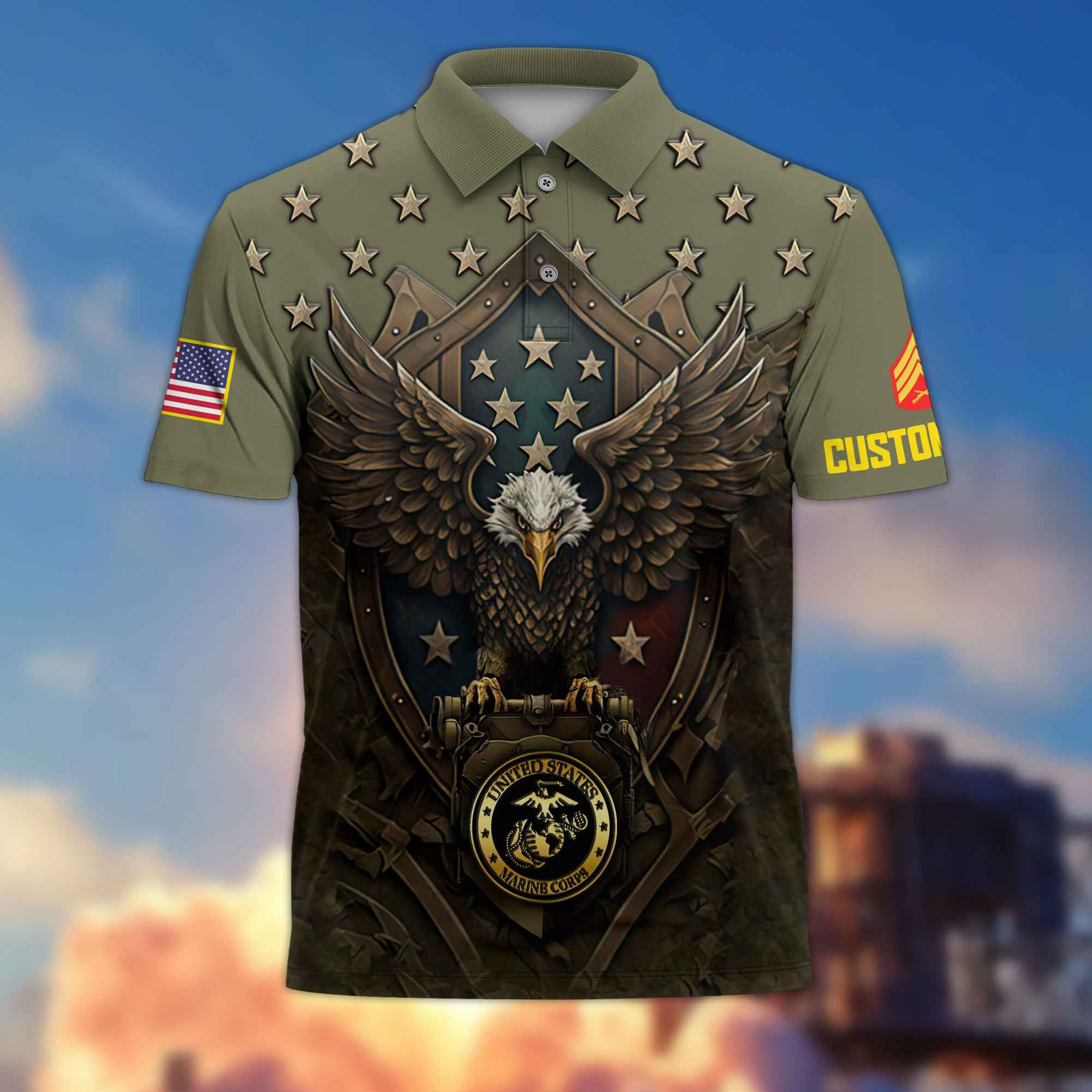 USMC Custom Polo Shirt VPVC216111, Gifts For Marine Veteran, Best Gifts On Father’s Day, Armed Forces Day, Independence Day, Veterans Day
