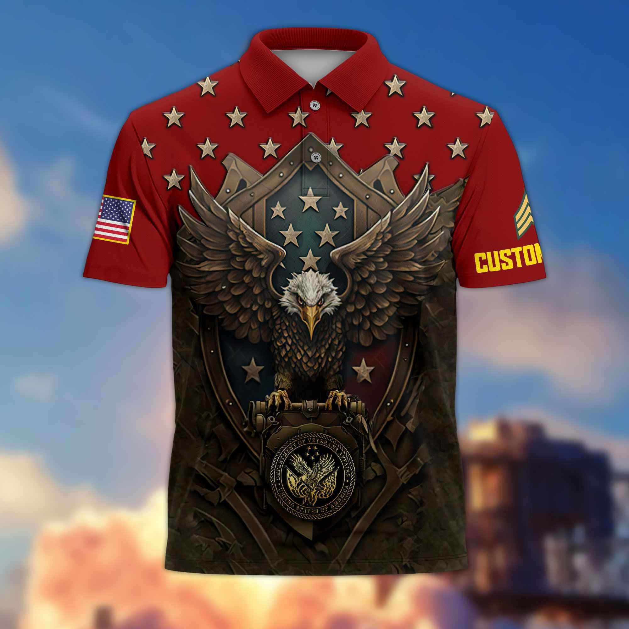 US Veteran Custom Polo Shirt VPVC216107, Gifts For US Veteran, Best Gifts On Father’s Day, Armed Forces Day, Independence Day, Veterans Day