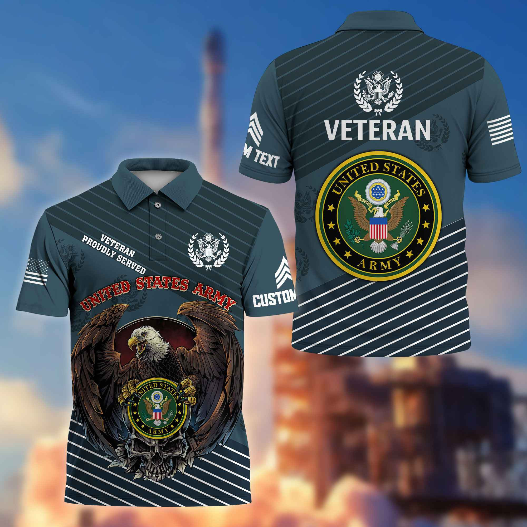Premium US Army Polo Shirt VPVC216201, Custom Name, Rank, Gifts For Army Veteran, Best Gifts On Father’s Day, Armed Forces Day, Independence Day, Veterans Day