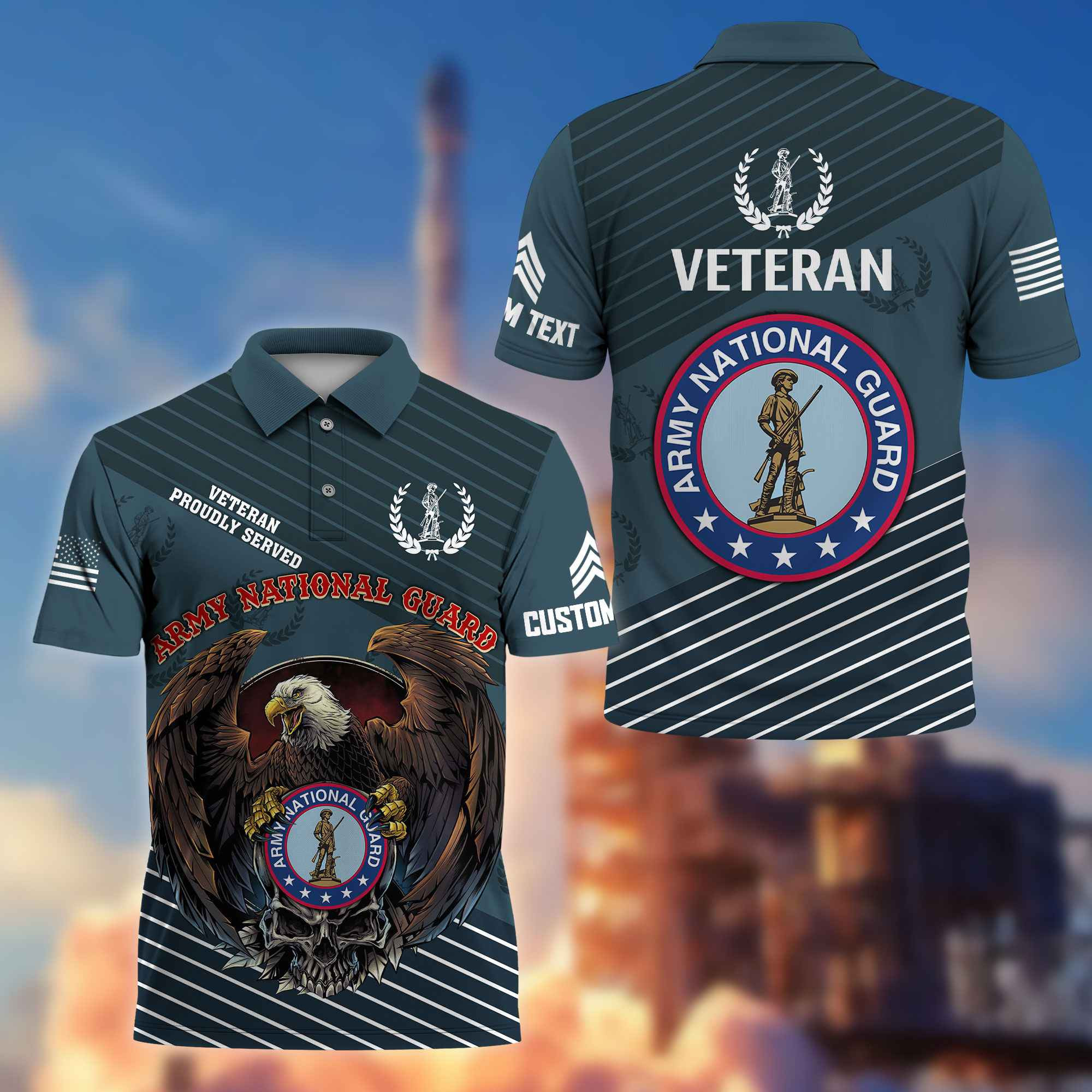 Premium US Army National Guard Polo Shirt VPVC216208, Custom Name, Rank, Gifts For Army National Guard Veteran, Best Gifts On Father’s Day, Armed Forces Day, Independence Day, Veterans Day