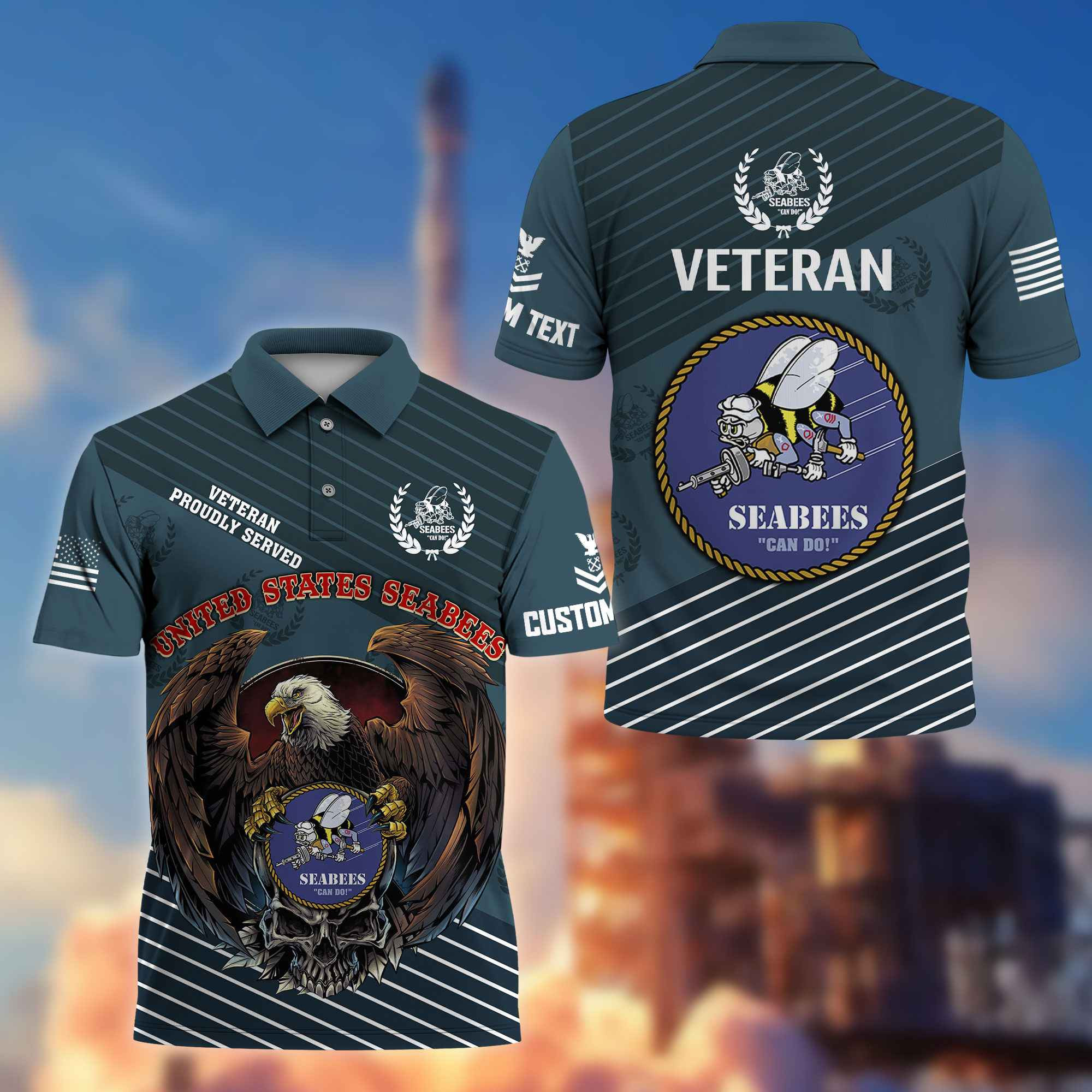 Premium US Seabees Polo Shirt VPVC216209, Custom Name, Rank, Gifts For Seabees Veteran, Best Gifts On Father’s Day, Armed Forces Day, Independence Day, Veterans Day