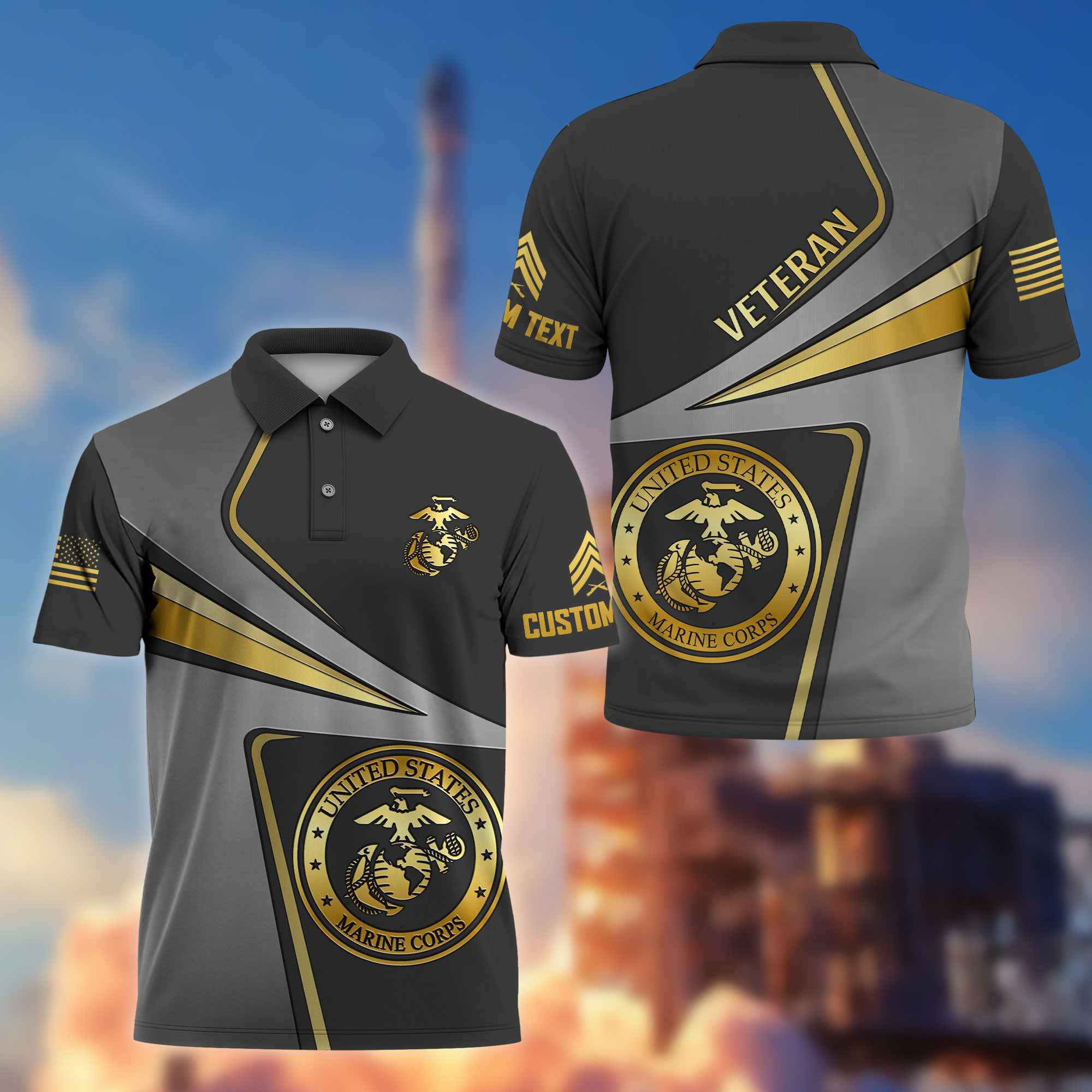Premium Custom USMC Polo Shirt VPVC216303, Gifts For Marine Veteran, Best Gifts On Father’s Day, Armed Forces Day, Independence Day, Veterans Day