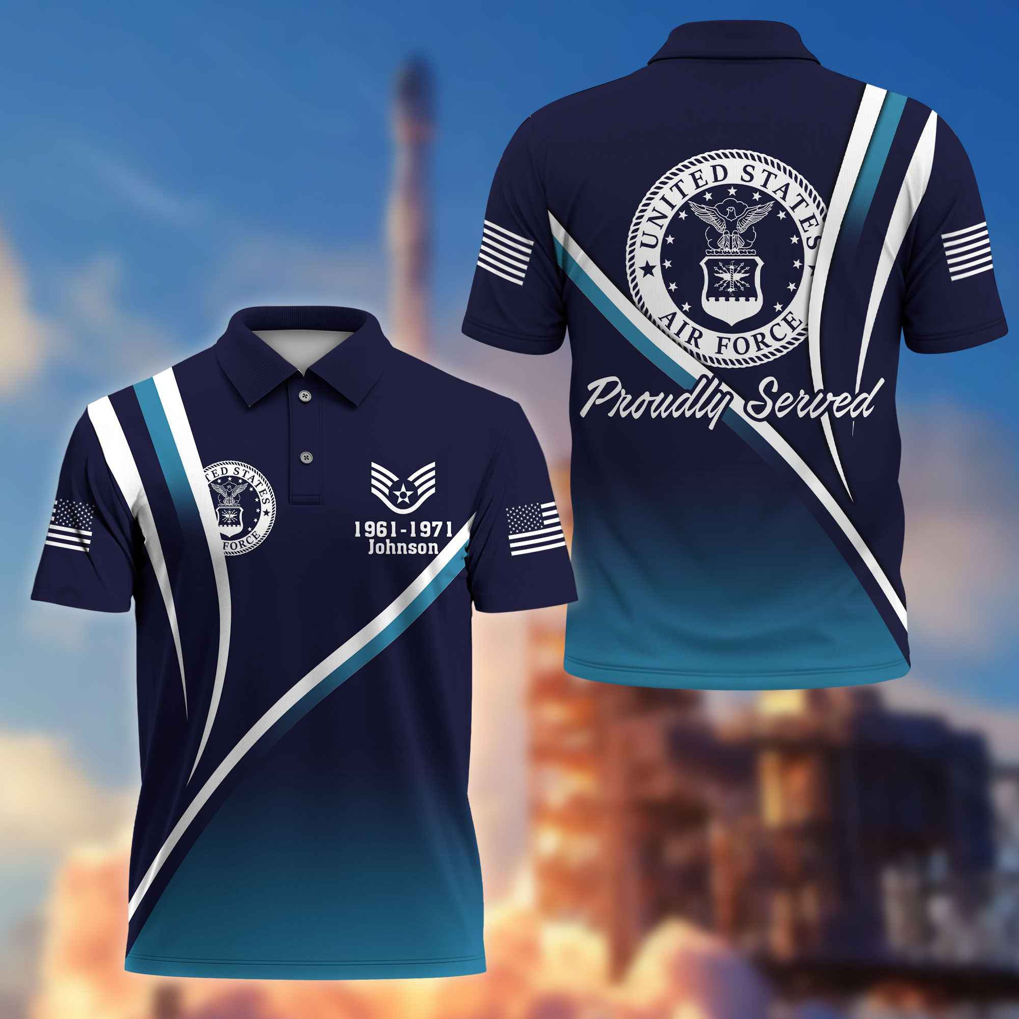 Unique Custom Name, Rank, Year USAF Polo Shirt VPVC216404, Gifts For Air Force Veteran, Best Gifts On Father’s Day, Independence Day, Veterans Day