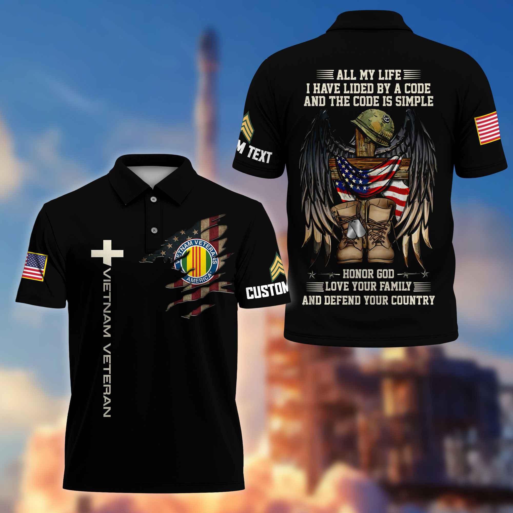 Vietnam Veteran Custom Polo Shirt VPVC216506, Gifts For Vietnam Veteran, Best Gifts On Father’s Day, Armed Forces Day, Independence Day, Veterans Day