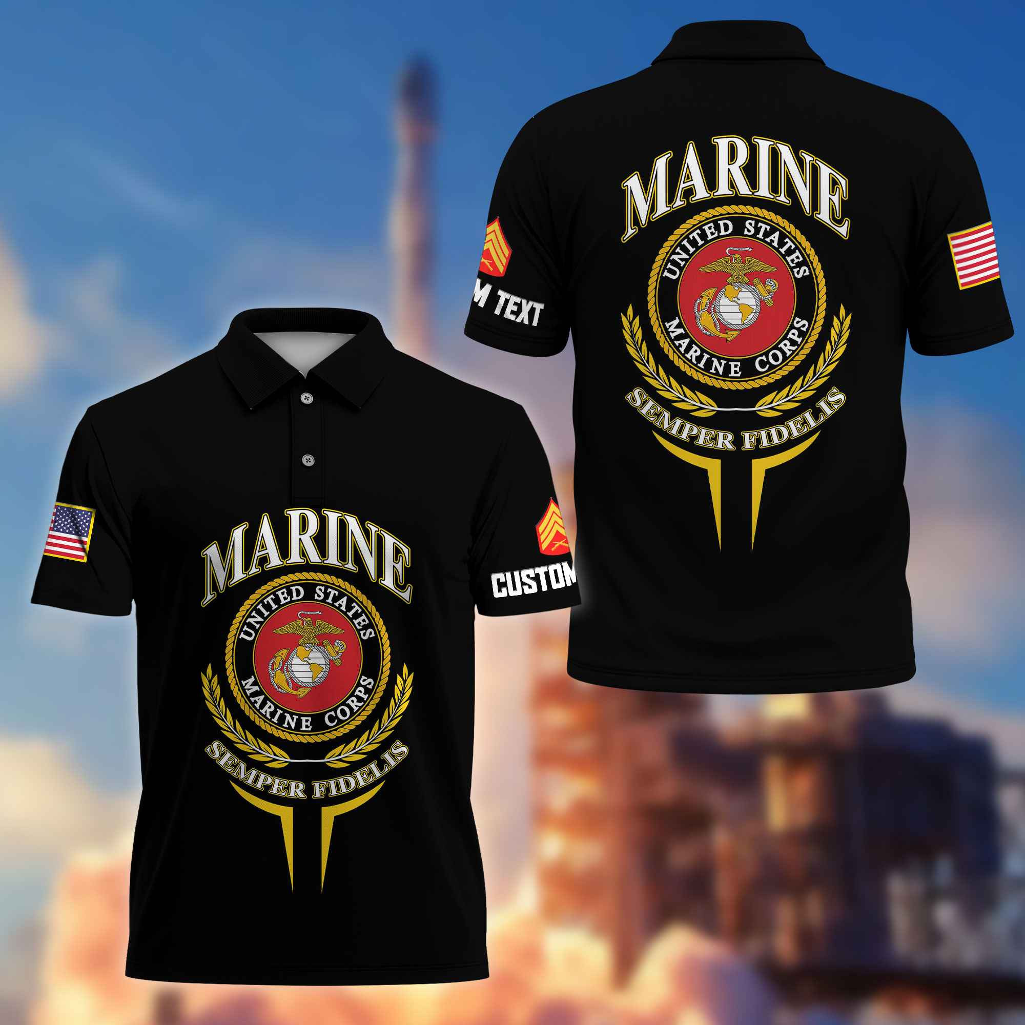 Premium Custom USMC Polo Shirt VPVC216703, Gifts For Marine Veteran, Best Gifts On Father’s Day, Armed Forces Day, Independence Day, Veterans Day