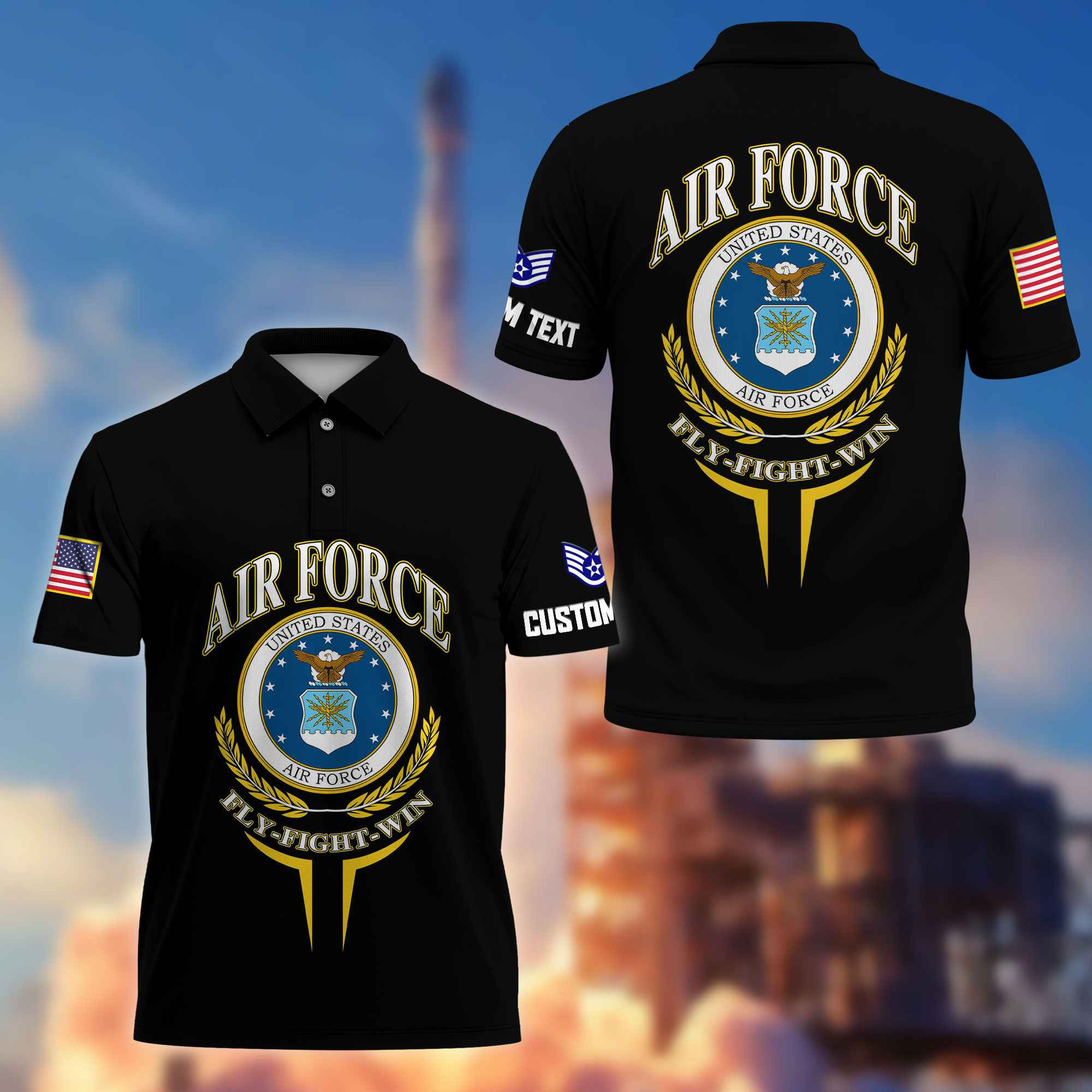Premium Custom USAF Polo Shirt VPVC216704, Gifts For Air Force Veteran, Best Gifts On Father’s Day, Armed Forces Day, Independence Day, Veterans Day