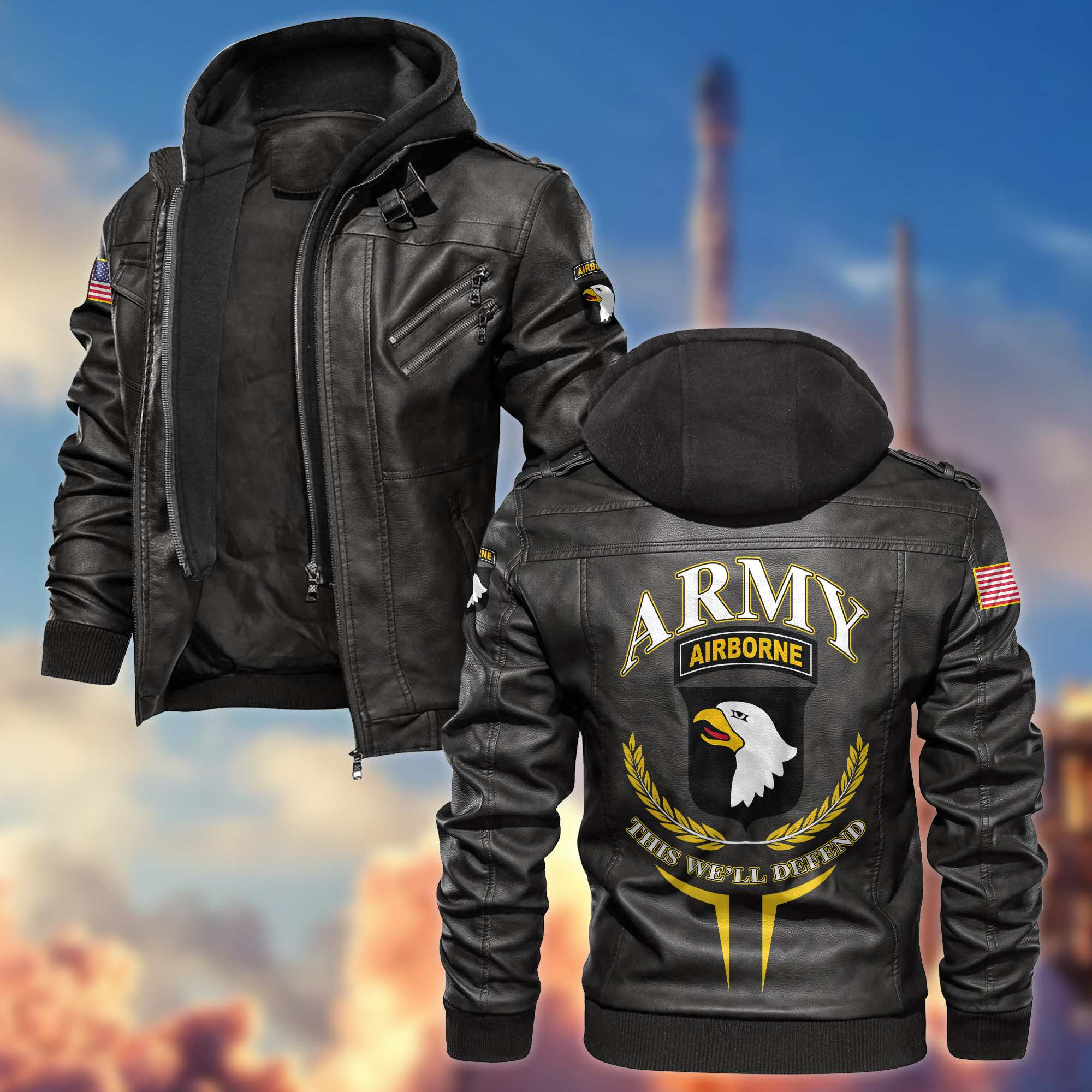 Premium US Army – 101st Airborne Division Leather Jacket BPVC120411