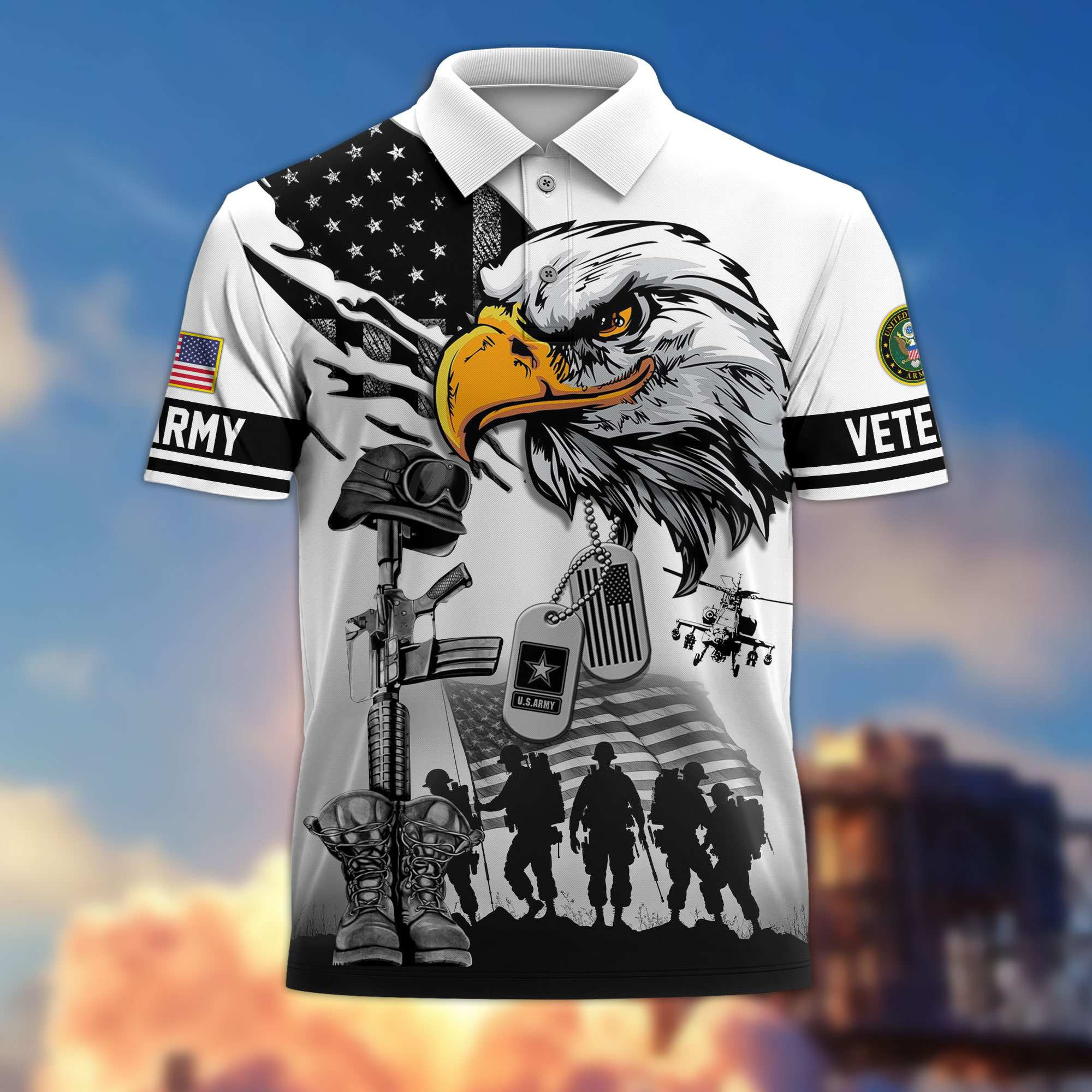 Premium US Veterans Polo Shirt BPHN090411, Gifts For US Veterans, Gifts On Memorial Day, Father’s Day, Armed Forces Day, Veterans Day