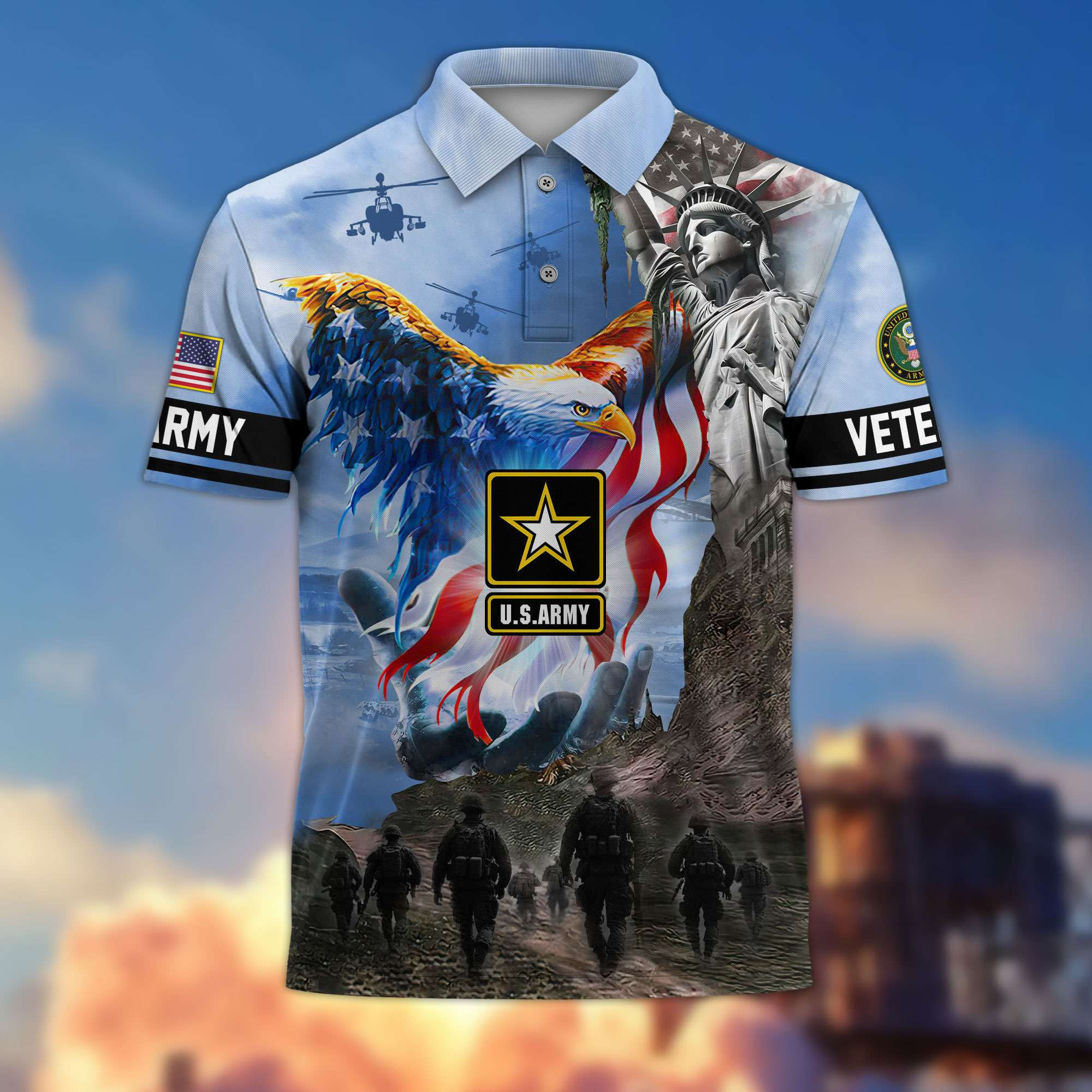 Premium US Veterans Polo Shirt BPHN100411, Gifts For US Veterans, Gifts On Memorial Day, Father’s Day, Armed Forces Day, Veterans Day