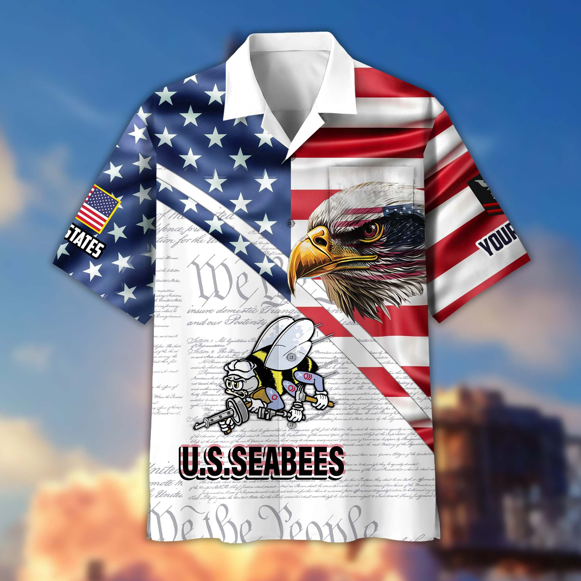 Premium Custom US Seabees Hawaiian Shirt VPVC404009, Gifts For Seabees Veteran, Best Gifts On Father’s Day, Armed Forces Day, Independence Day, Veterans Day