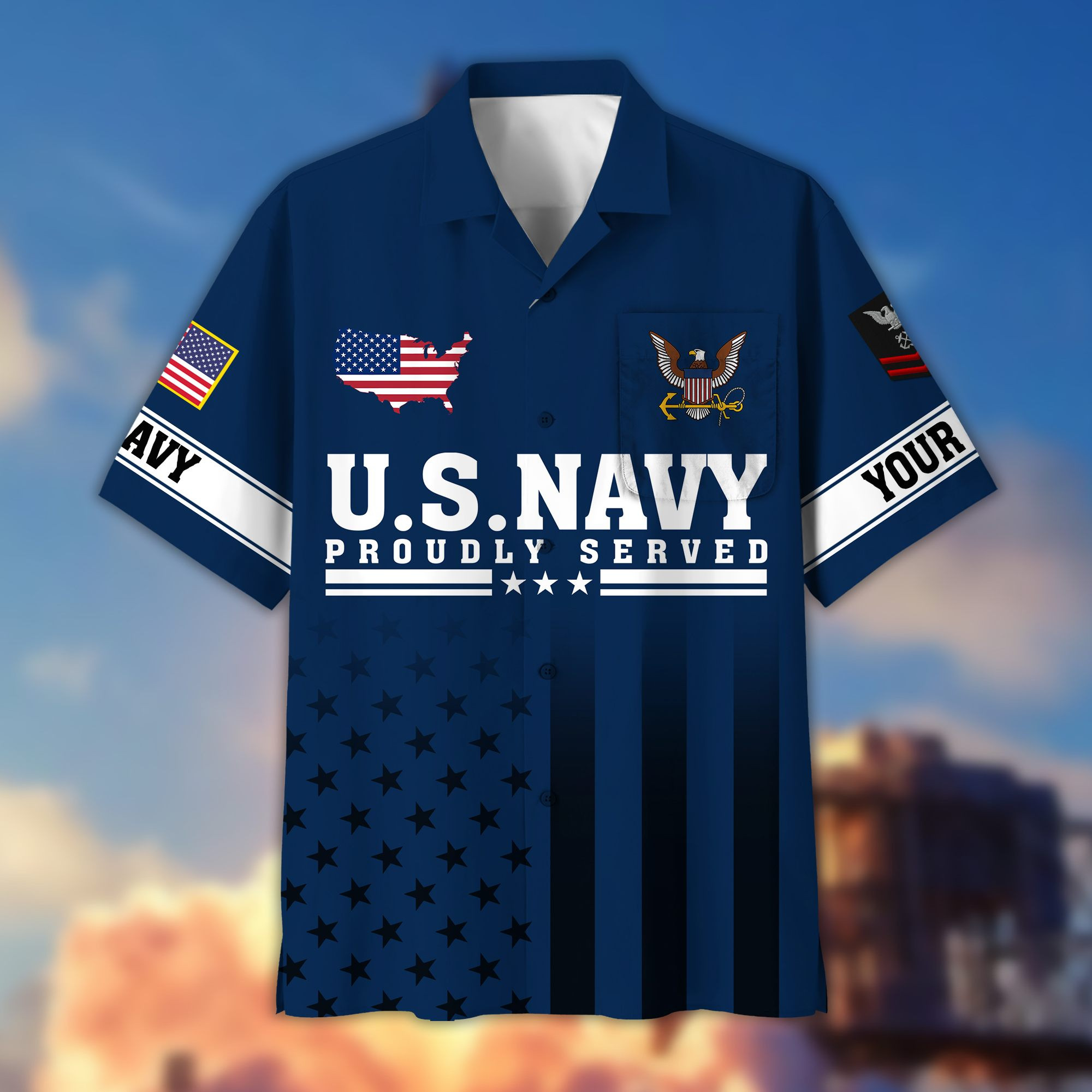 Premium Custom US Navy Veteran Hawaiian Shirt VPVC404102, Gifts For Navy Veteran, Best Gifts On Father’s Day, Armed Forces Day, Independence Day, Veterans Day