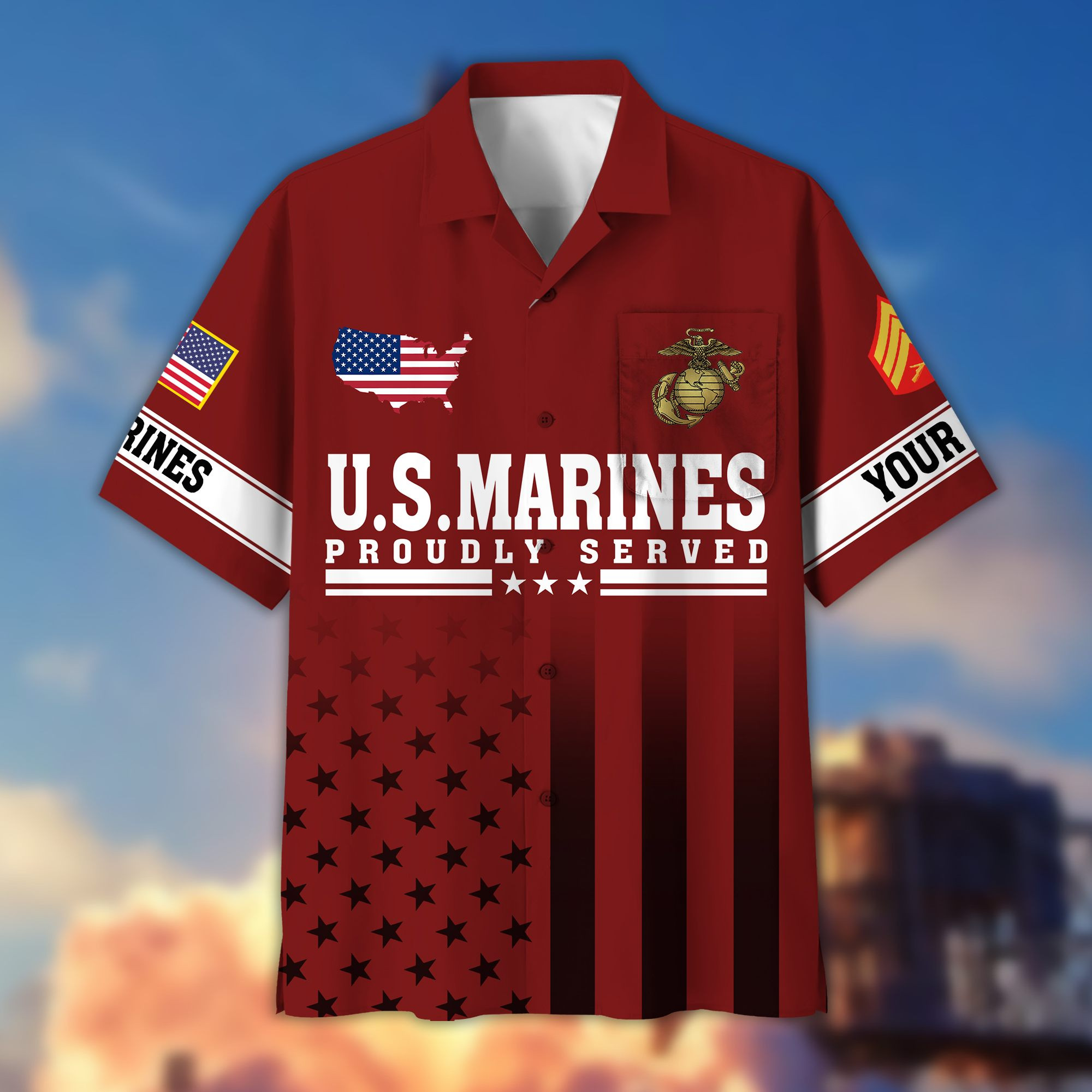Premium Custom USMC Veteran Hawaiian Shirt VPVC404103, Gifts For Marine Veteran, Best Gifts On Father’s Day, Armed Forces Day, Independence Day, Veterans Day