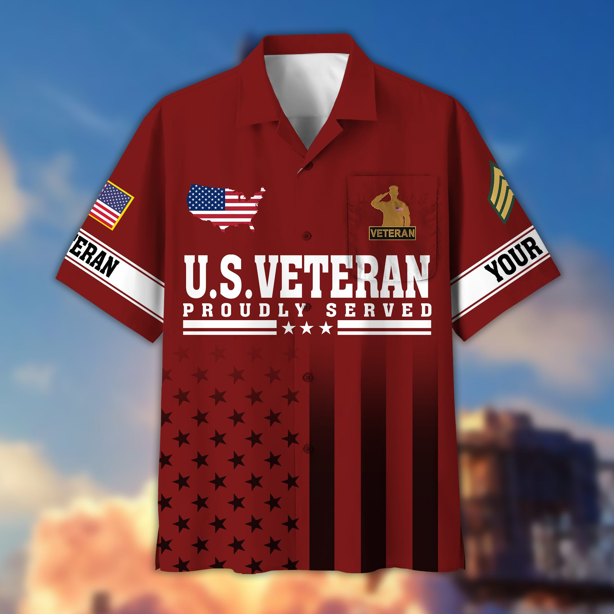 Premium Custom US Veteran Hawaiian Shirt VPVC404107, Gifts For US Veteran, Best Gifts On Father’s Day, Armed Forces Day, Independence Day, Veterans Day