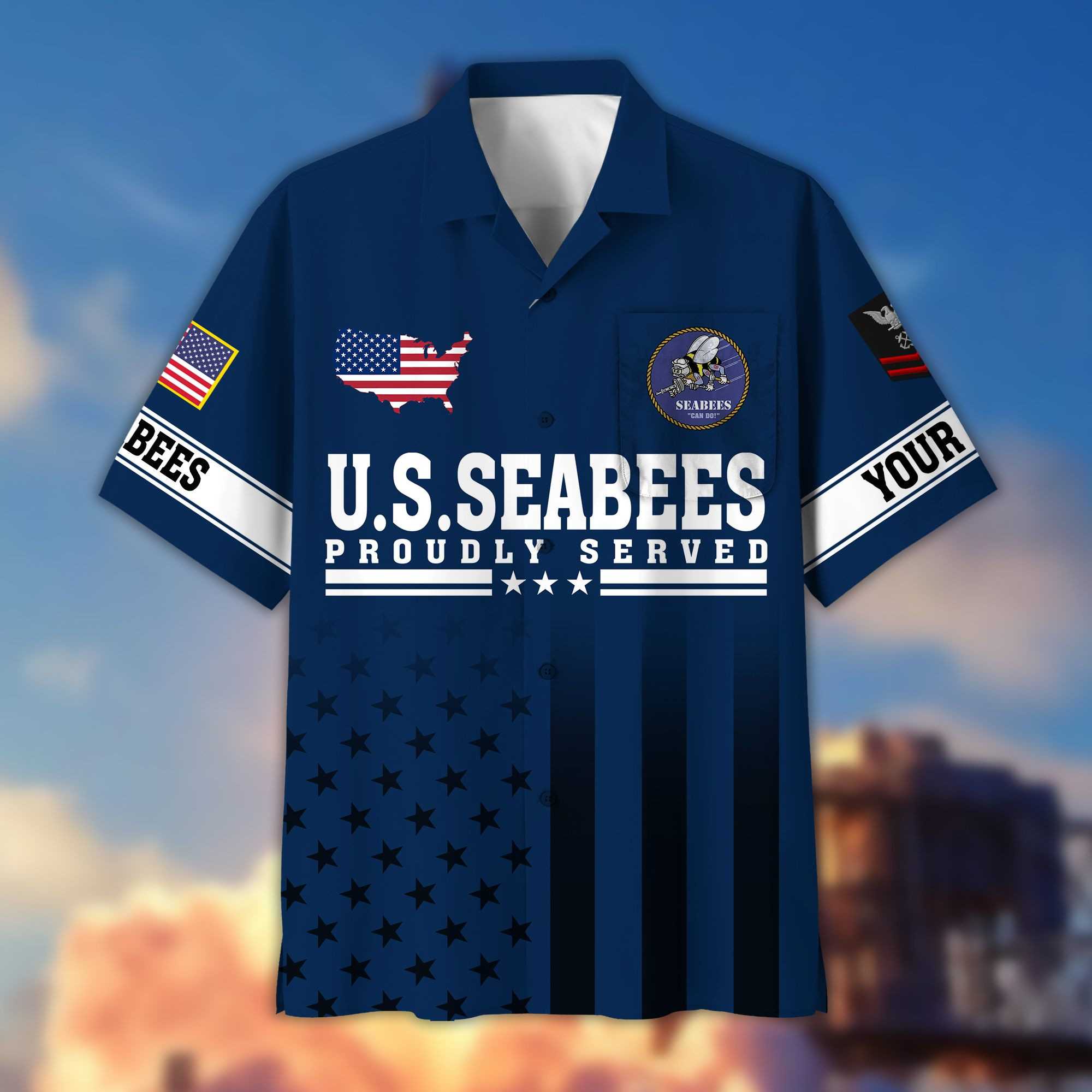 Premium Custom US Seabees Hawaiian Shirt VPVC404109, Gifts For Seabees Veteran, Best Gifts On Father’s Day, Armed Forces Day, Independence Day, Veterans Day