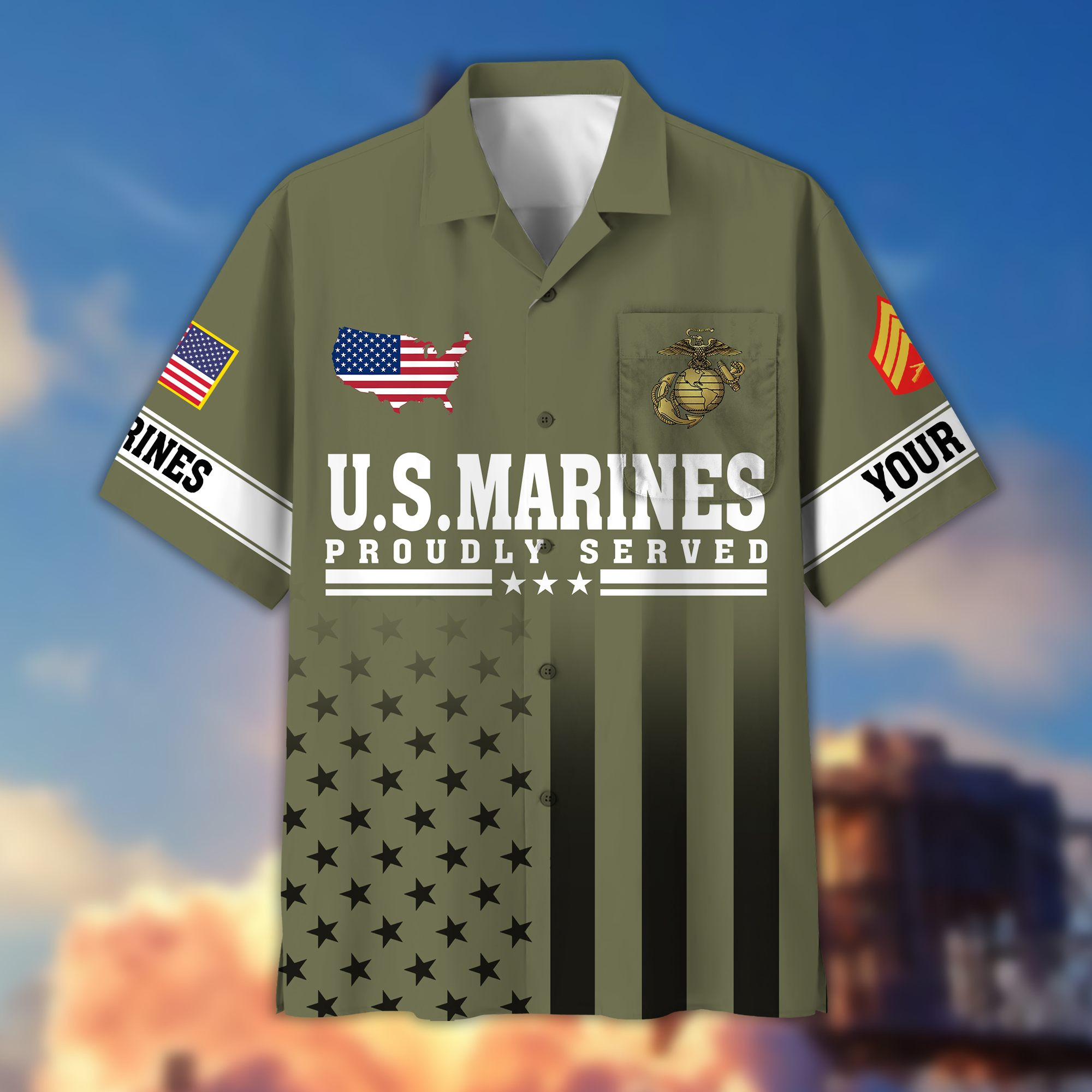 Premium Custom USMC Veteran Hawaiian Shirt VPVC404111, Gifts For Marine Veteran, Best Gifts On Father’s Day, Armed Forces Day, Independence Day, Veterans Day