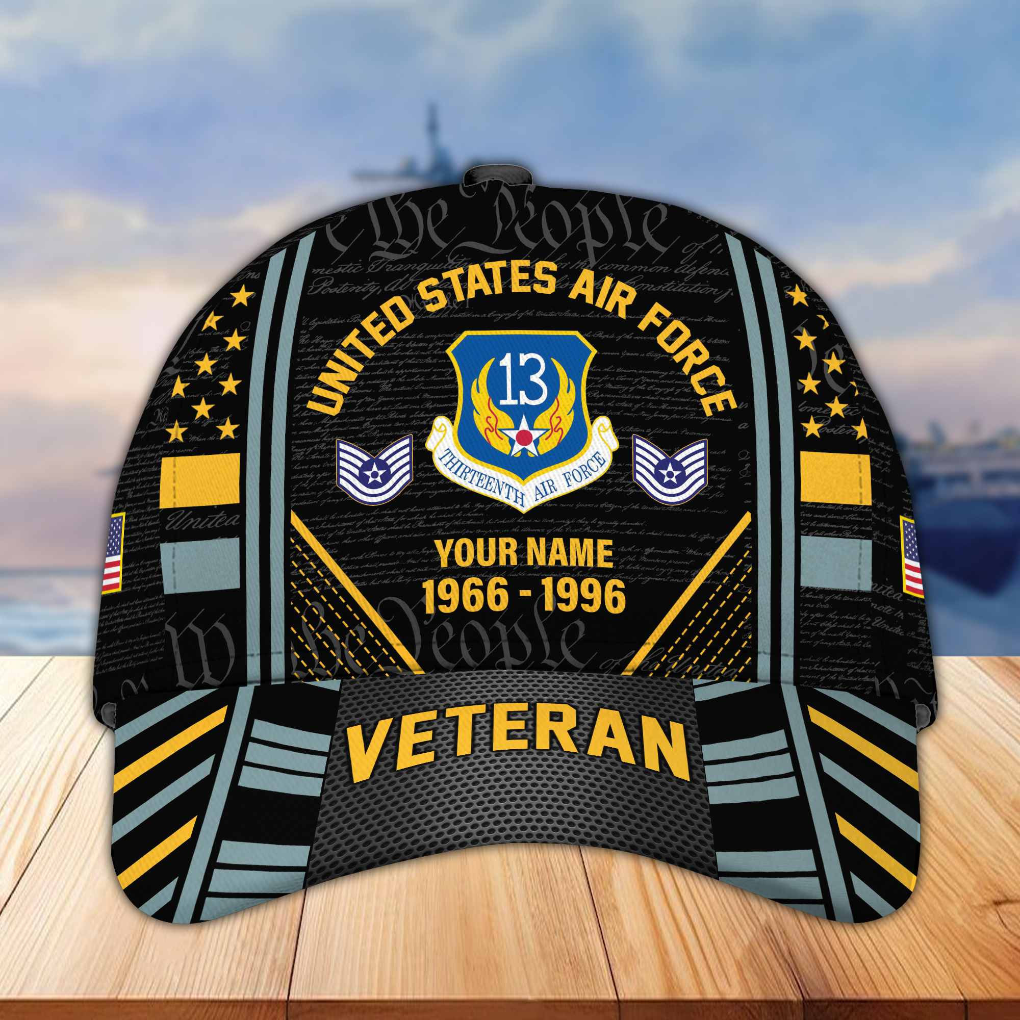 Premium Custom Unit, Name, Rank, Year, USAF Veteran Cap, Hat For US Air Force Veteran BPVC190410