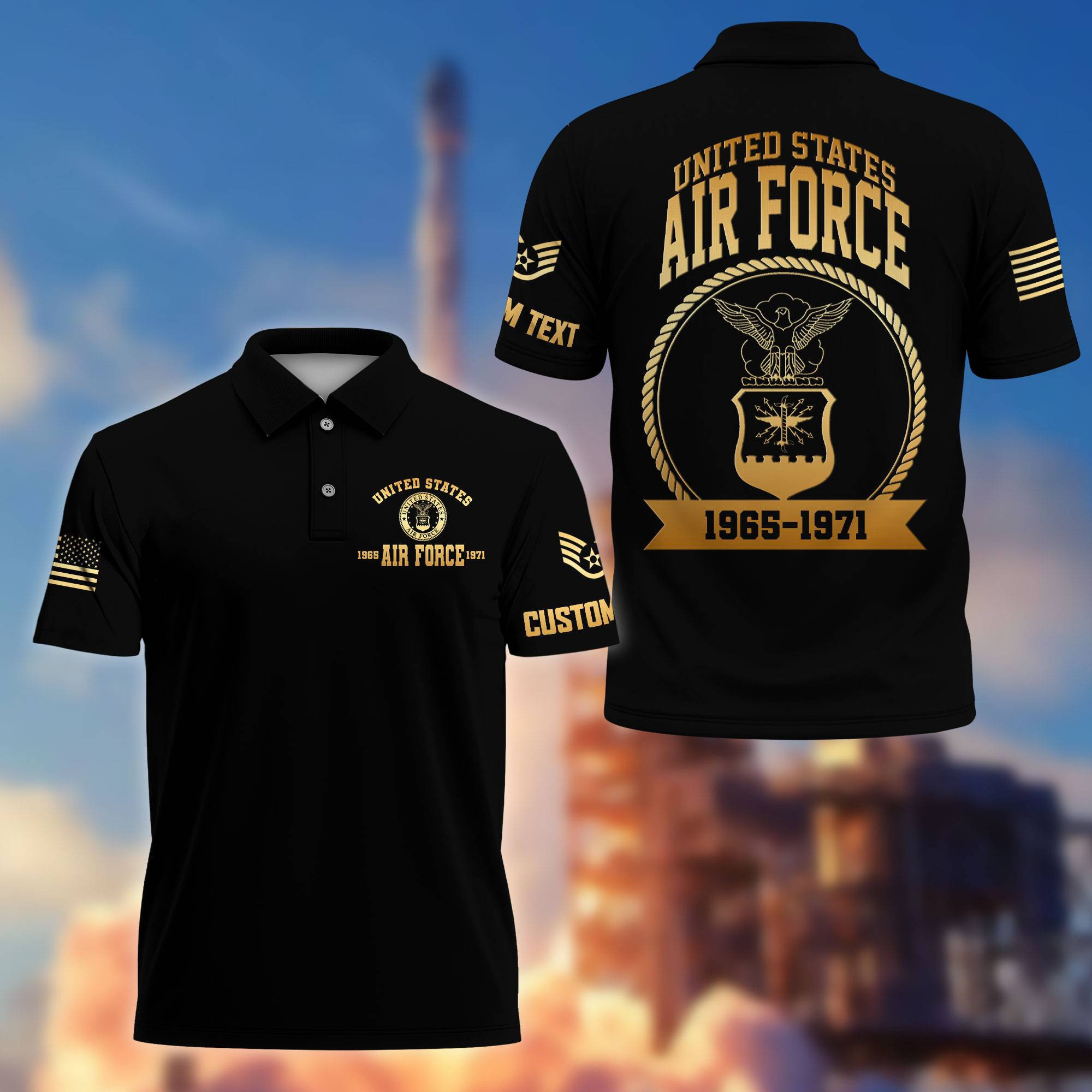 Premium USAF Polo Shirt VPVC217004, Custom Name, Rank, Year, Gifts For Air Force Veteran, Best Gifts On Father’s Day, Armed Forces Day, Independence Day, Veterans Day