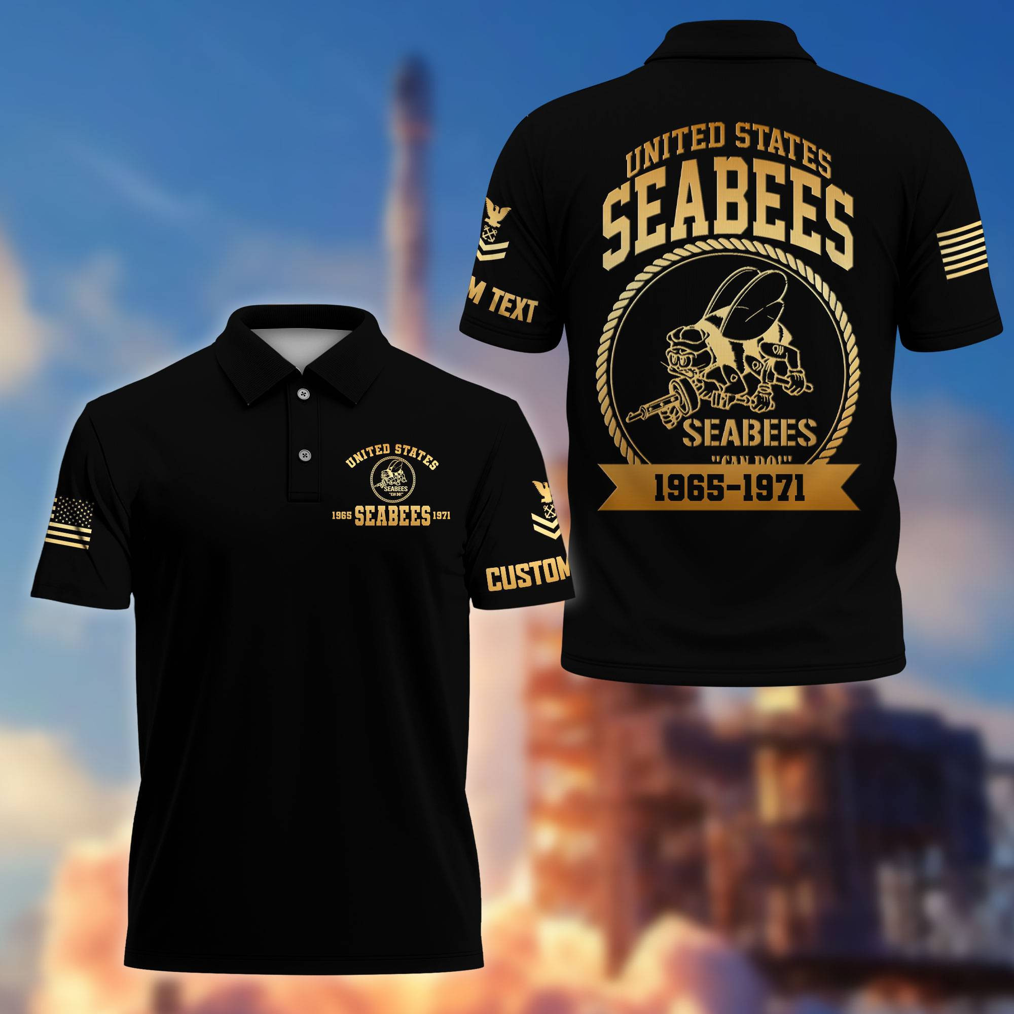 Premium US Seabees Polo Shirt VPVC217009, Custom Name, Rank, Year, Gifts For Seabees Veteran, Best Gifts On Father’s Day, Armed Forces Day, Independence Day, Veterans Day