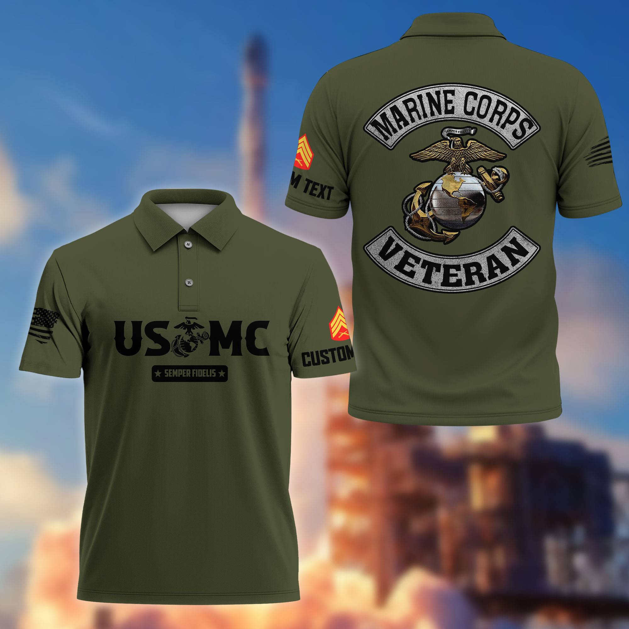 Premium Custom USMC Polo Shirt VPVC217103, Gifts For Marine Veteran, Best Gifts On Father’s Day, Armed Forces Day, Independence Day, Veterans Day