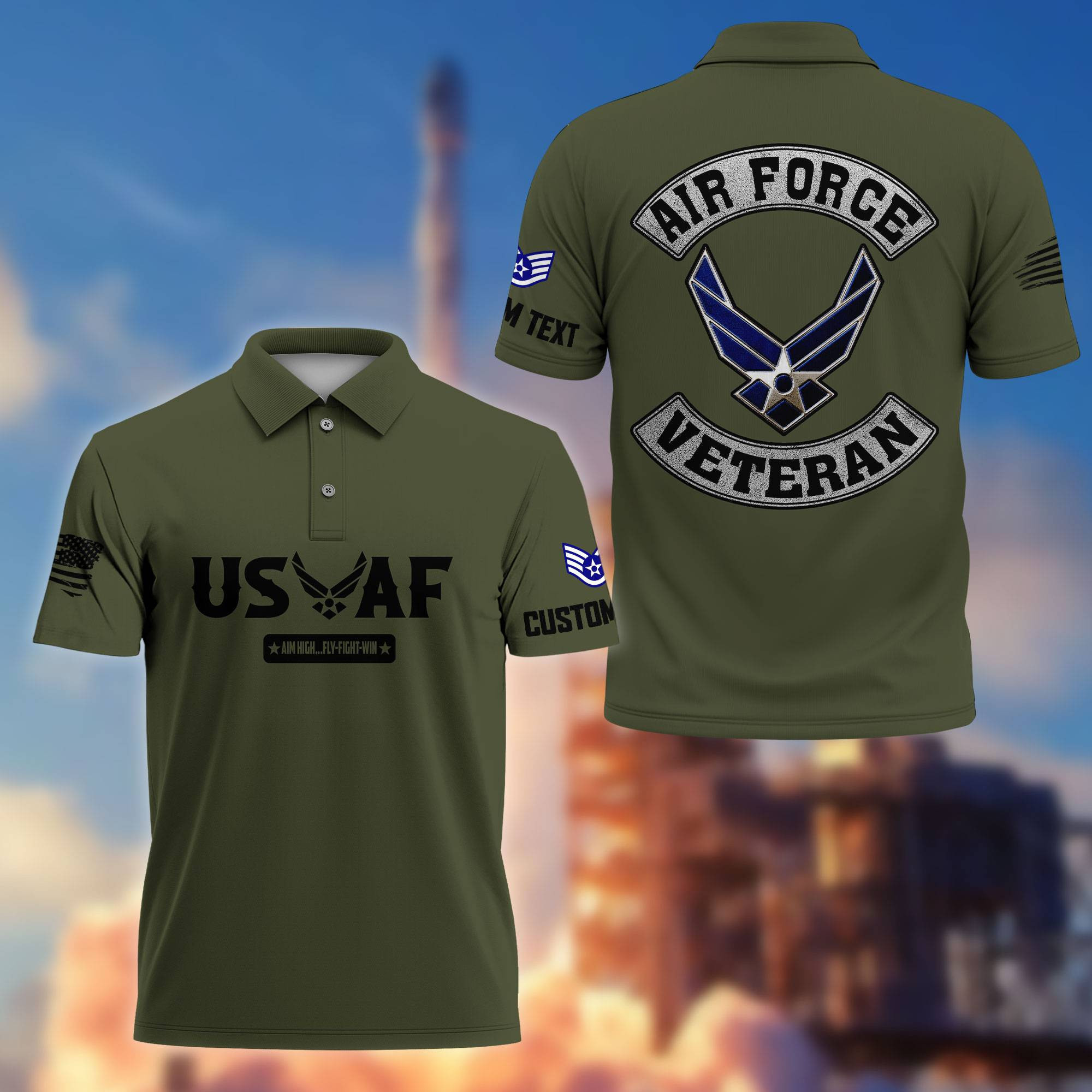 Premium Custom USAF Polo Shirt VPVC217104, Gifts For Air Force Veteran, Best Gifts On Father’s Day, Armed Forces Day, Independence Day, Veterans Day