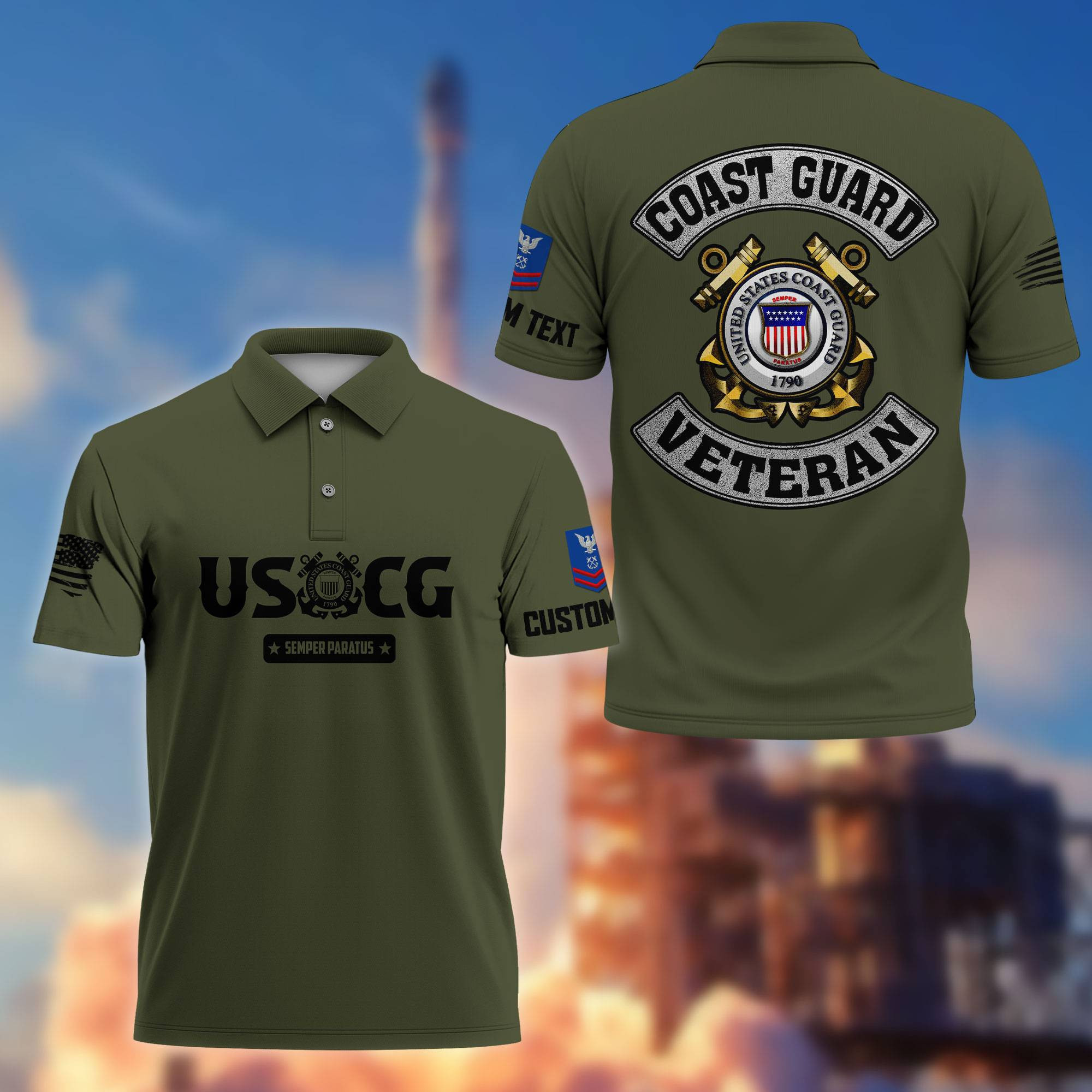 Premium Custom USCG Polo Shirt VPVC217105, Gifts For Coast Guard Veteran, Best Gifts On Father’s Day, Armed Forces Day, Independence Day, Veterans Day
