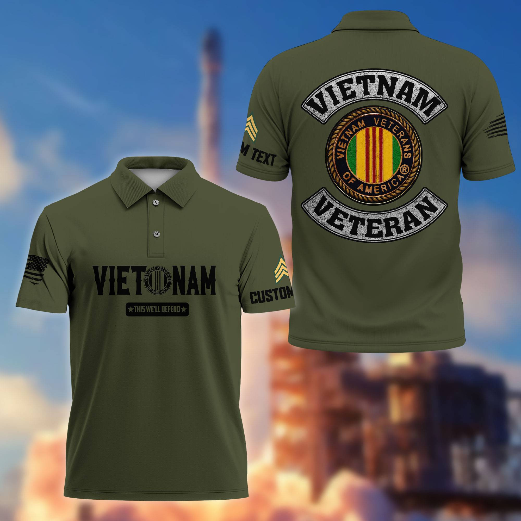 Premium Custom Vietnam Veteran Polo Shirt VPVC217106, Gifts For Vietnam Veteran, Best Gifts On Father’s Day, Armed Forces Day, Independence Day, Veterans Day