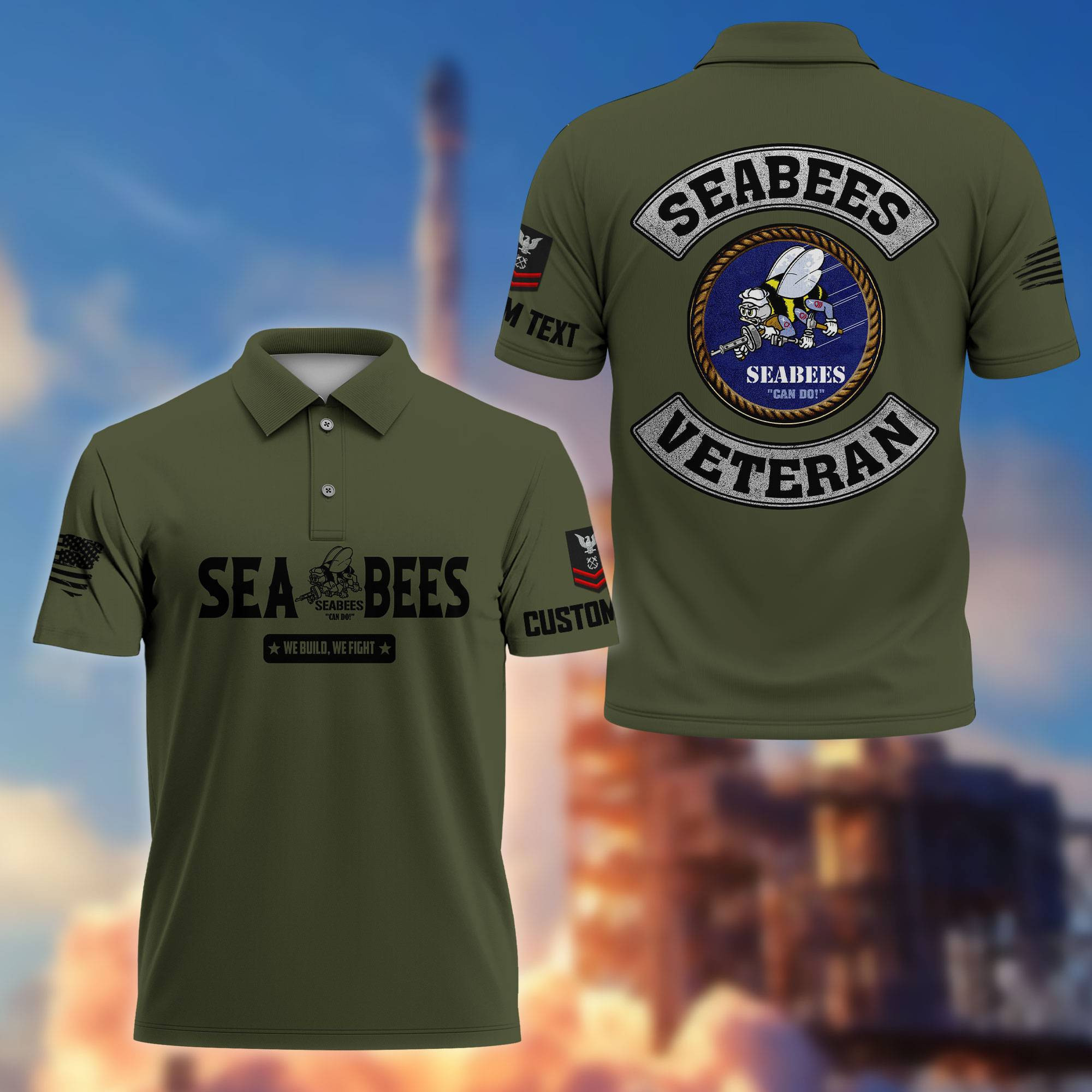 Premium Custom US Seabees Polo Shirt VPVC217109, Gifts For Seabees Veteran, Best Gifts On Father’s Day, Armed Forces Day, Independence Day, Veterans Day