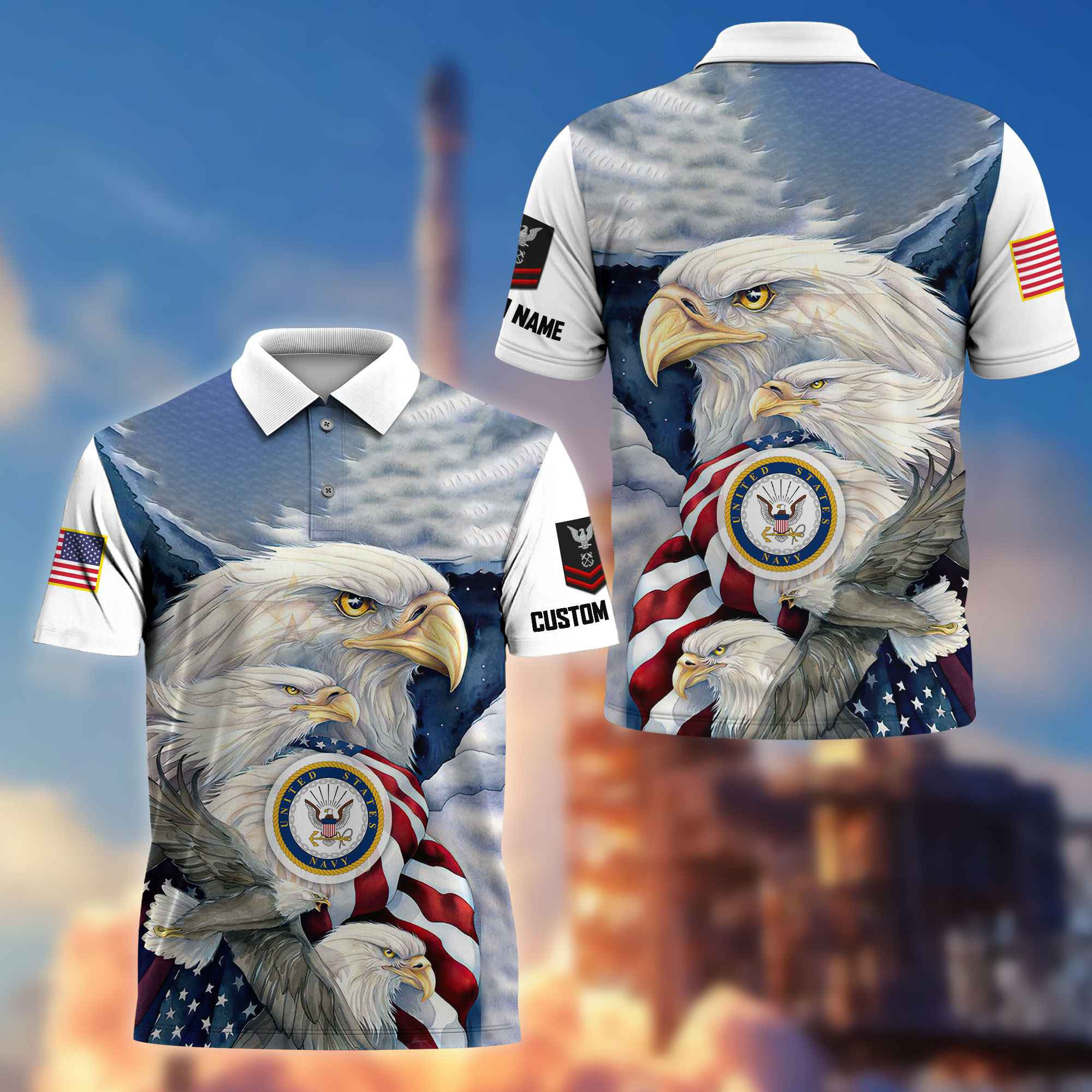 Unique Custom Name, Rank US Navy Polo Shirt VPVC217202, Gifts For Navy Veteran, Best Gifts On Father’s Day, Independence Day, Veterans Day