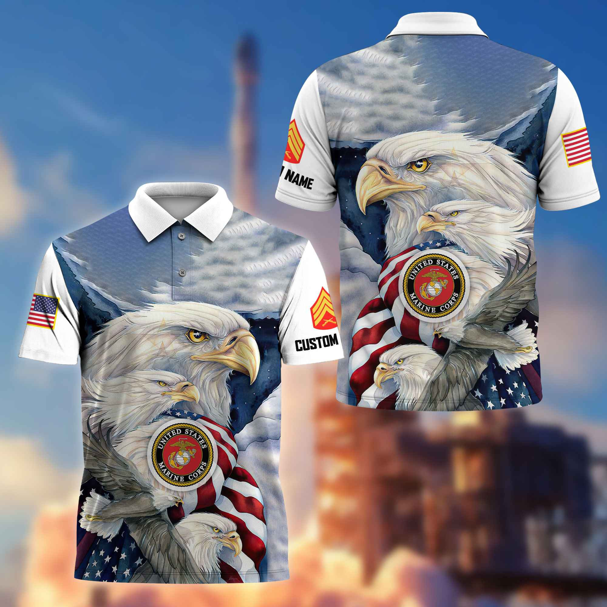 Unique Custom Name, Rank USMC Polo Shirt VPVC217203, Gifts For Marine Veteran, Best Gifts On Father’s Day, Independence Day, Veterans Day