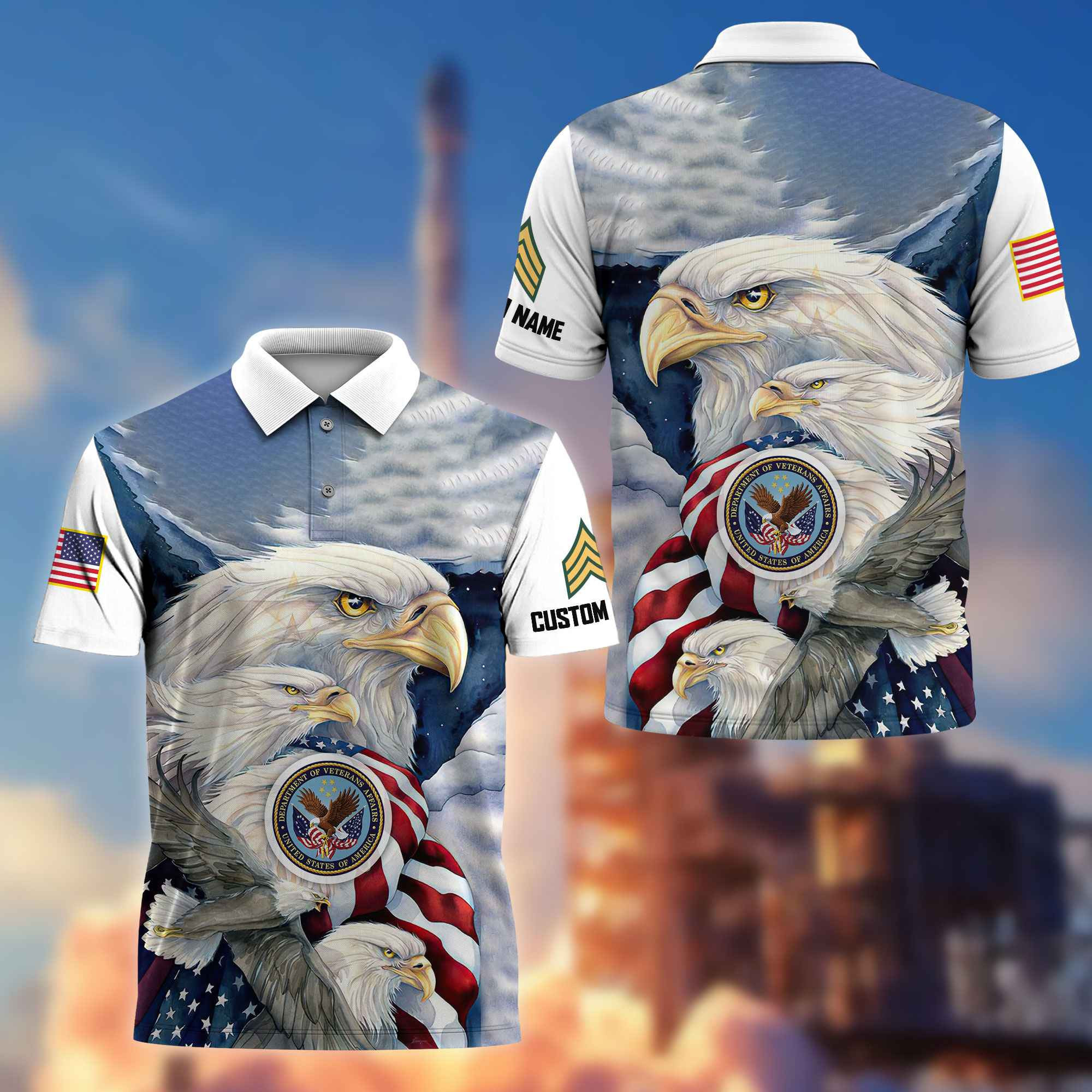 Unique Custom Name, Rank US Veteran Polo Shirt VPVC217207, Gifts For US Veteran, Best Gifts On Father’s Day, Independence Day, Veterans Day