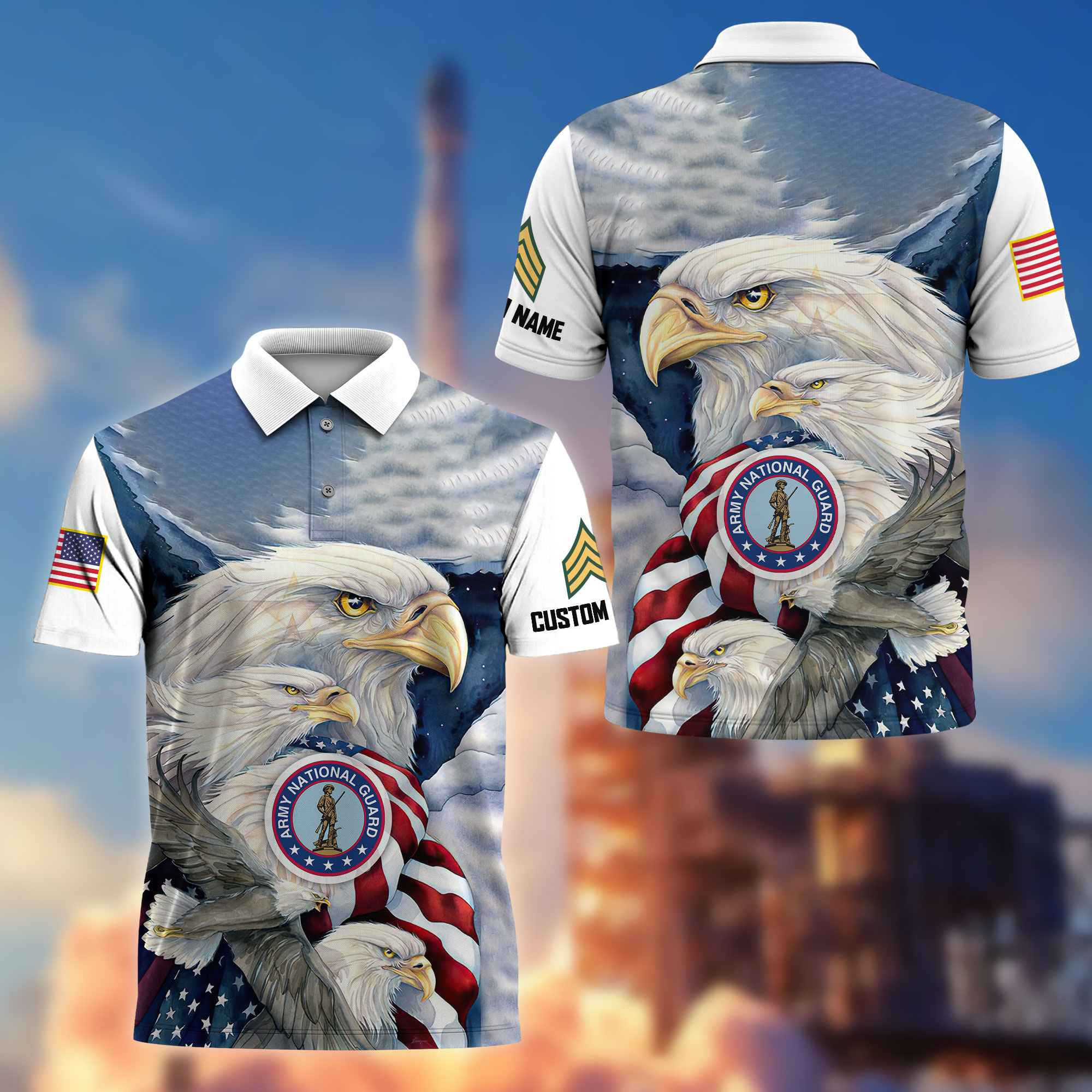 Unique Custom Name, Rank US Army National Guard Polo Shirt VPVC217208, Gifts For Army National Guard Veteran, Best Gifts On Father’s Day, Independence Day, Veterans Day