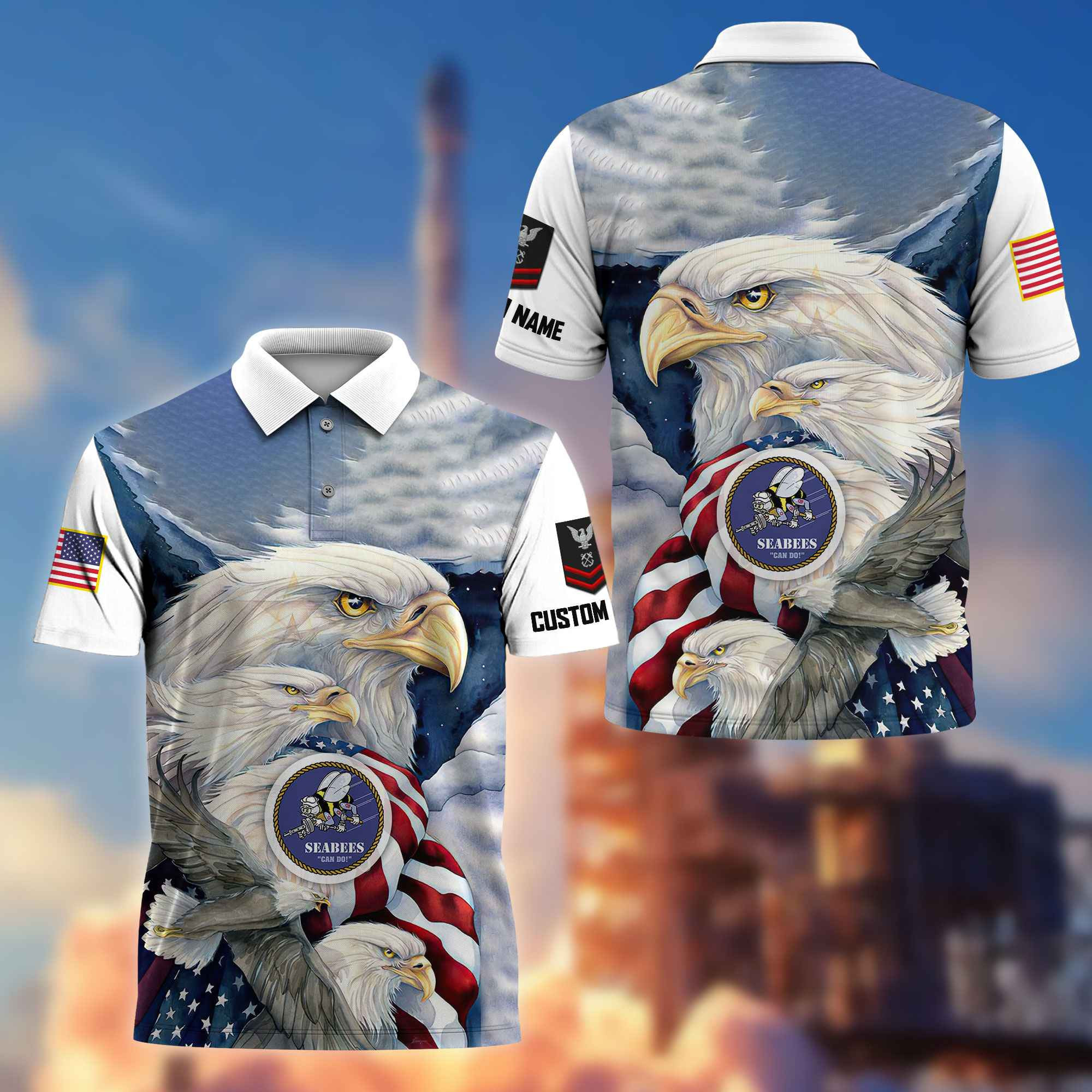 Unique Custom Name, Rank US Seabees Polo Shirt VPVC217209, Gifts For Seabees Veteran, Best Gifts On Father’s Day, Independence Day, Veterans Day