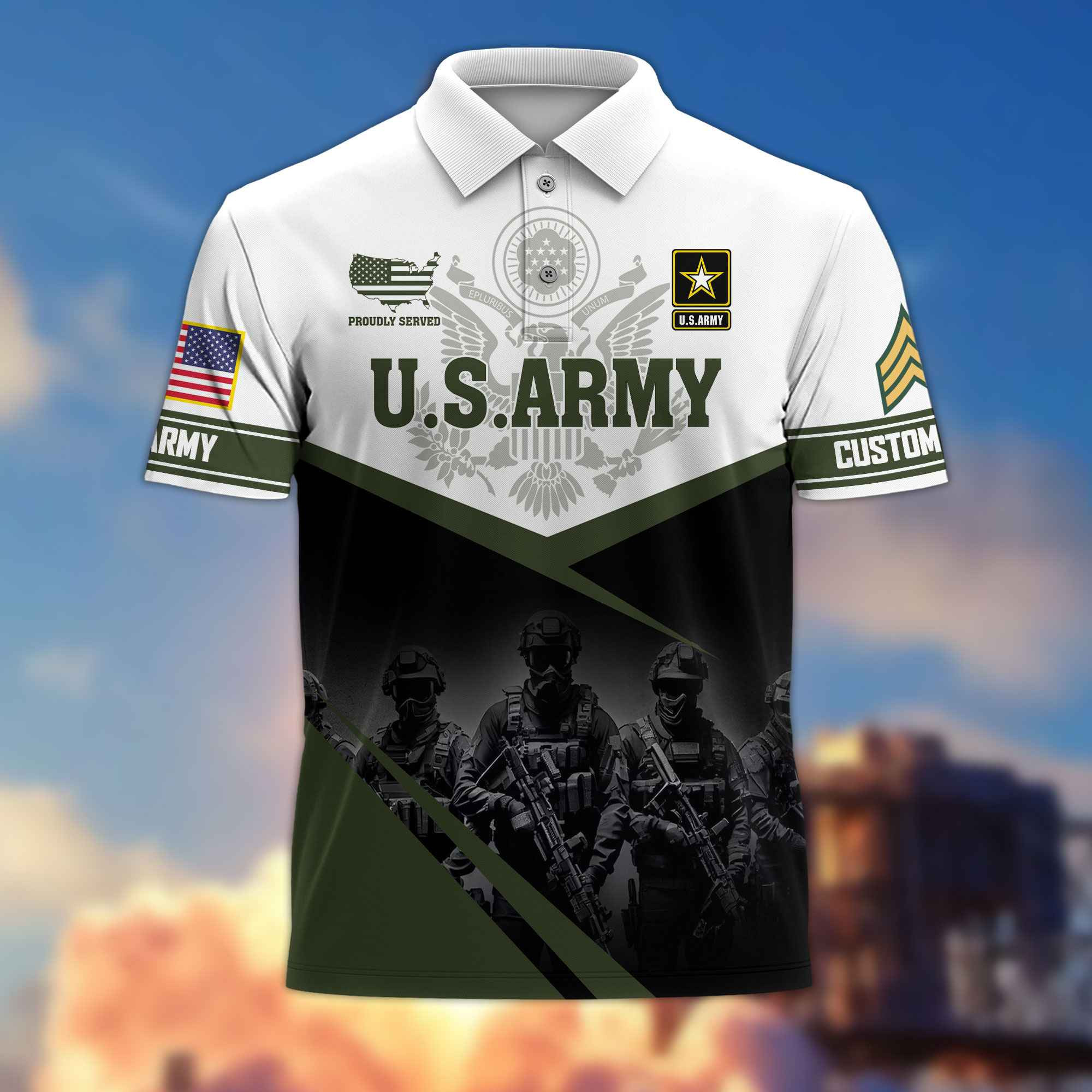 US Army Custom Polo Shirt VPVC217301, Gifts For Army Veteran, Best Gifts On Father’s Day, Armed Forces Day, Independence Day, Veterans Day