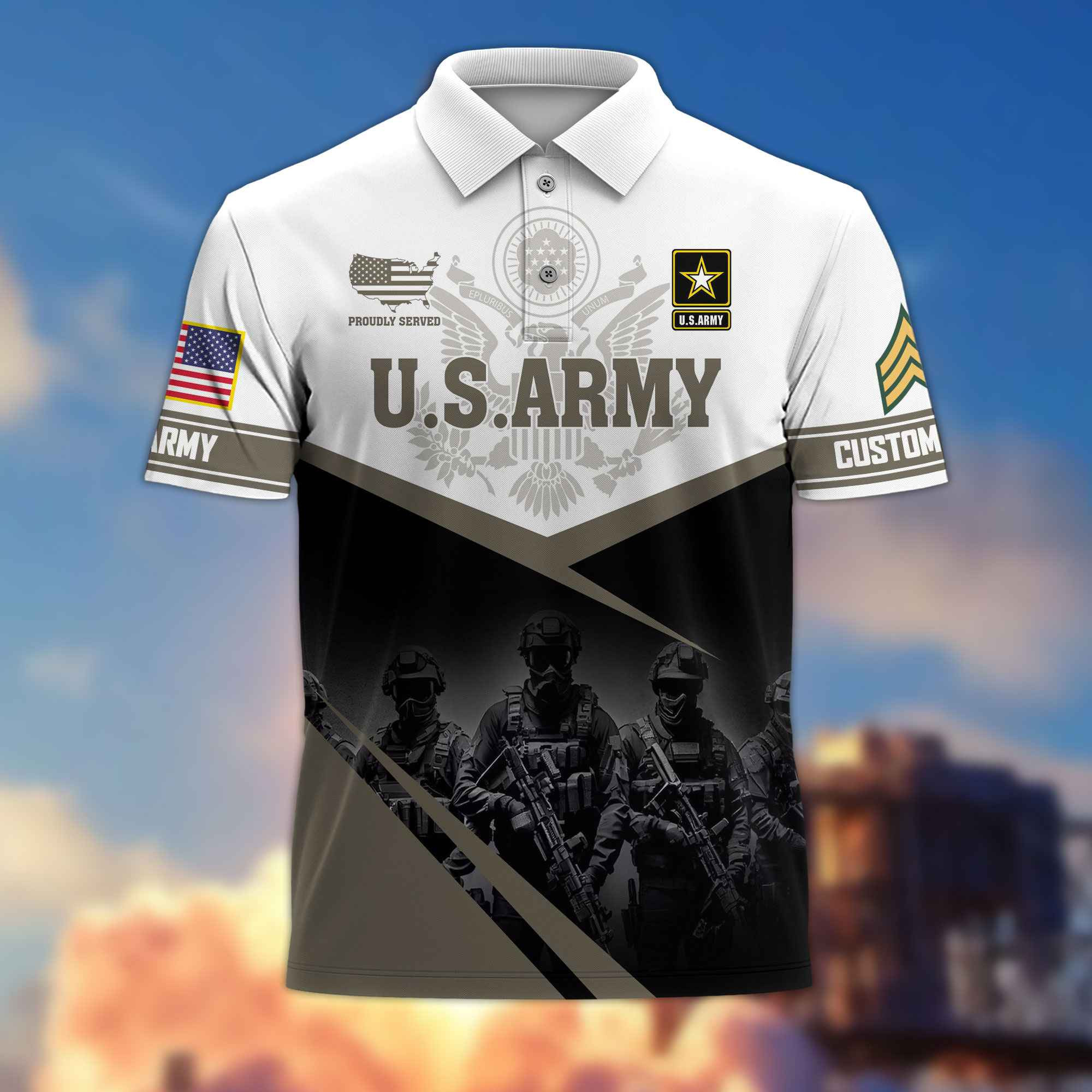 US Army Custom Polo Shirt VPVC217310, Gifts For Army Veteran, Best Gifts On Father’s Day, Armed Forces Day, Independence Day, Veterans Day