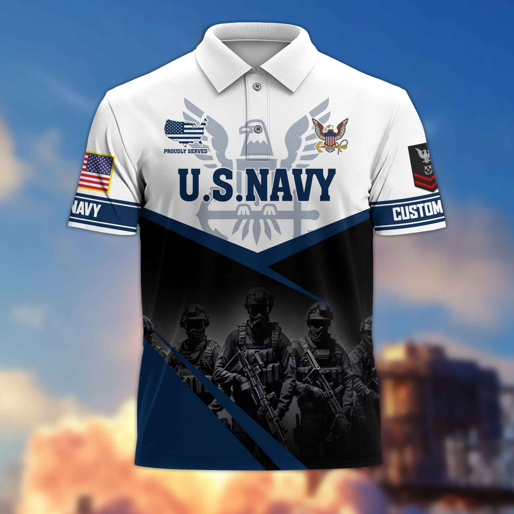 US Navy Custom Polo Shirt VPVC217302, Gifts For Navy Veteran, Best Gifts On Father’s Day, Armed Forces Day, Independence Day, Veterans Day