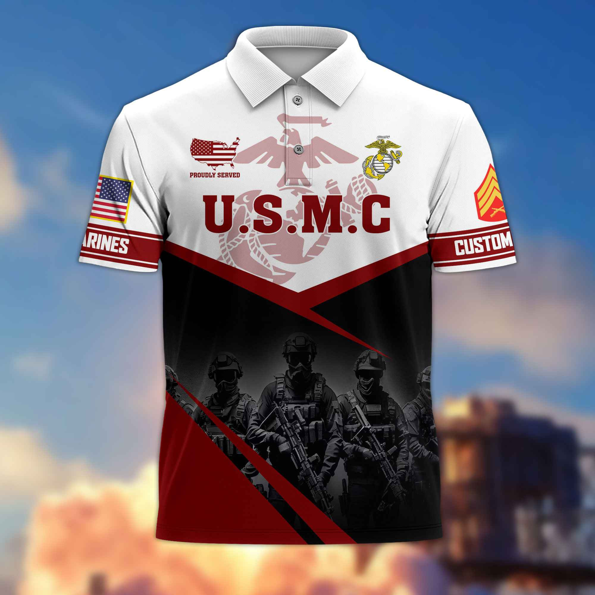 USMC Custom Polo Shirt VPVC217303, Gifts For Marine Veteran, Best Gifts On Father’s Day, Armed Forces Day, Independence Day, Veterans Day