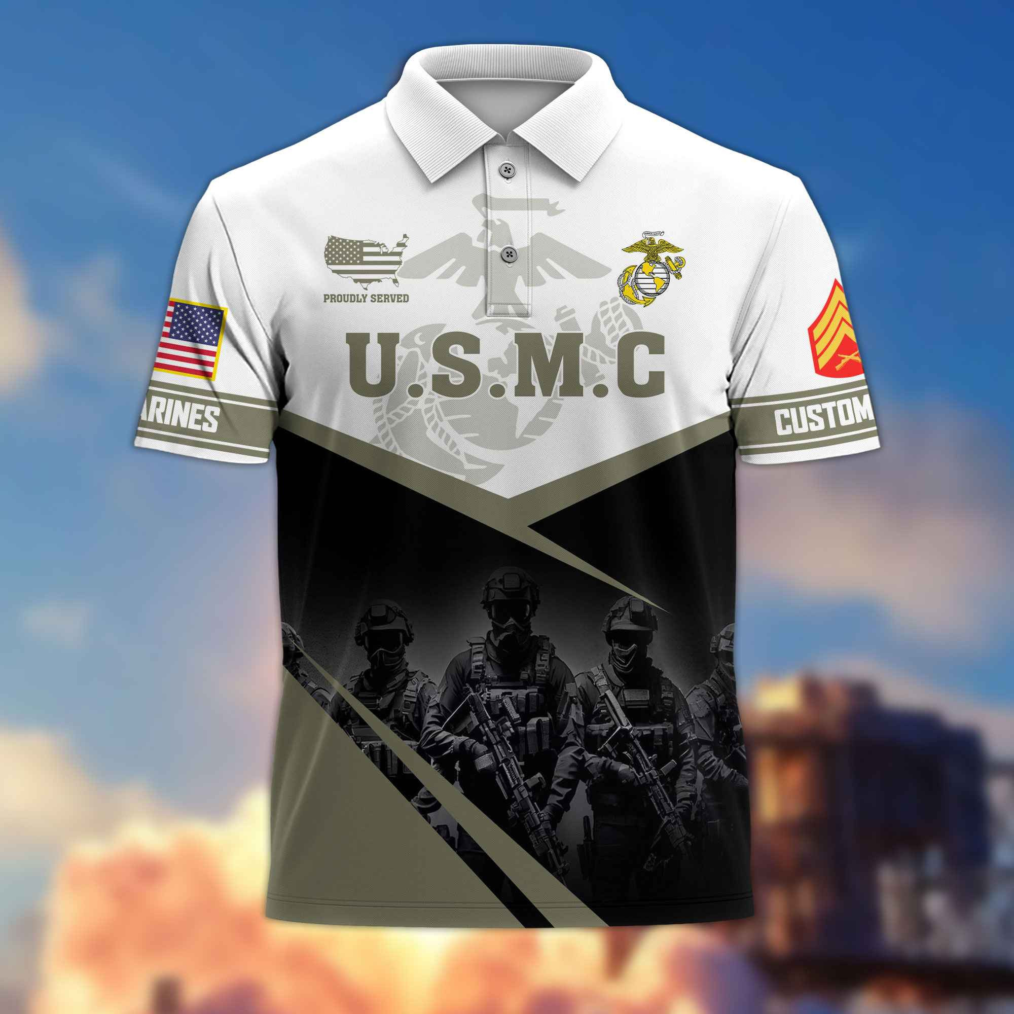 USMC Custom Polo Shirt VPVC217311, Gifts For Marine Veteran, Best Gifts On Father’s Day, Armed Forces Day, Independence Day, Veterans Day