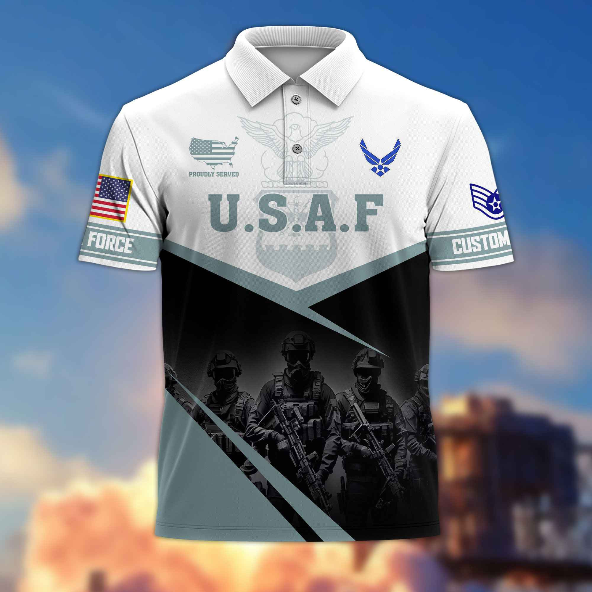 USAF Custom Polo Shirt VPVC217304, Gifts For Air Force Veteran, Best Gifts On Father’s Day, Armed Forces Day, Independence Day, Veterans Day