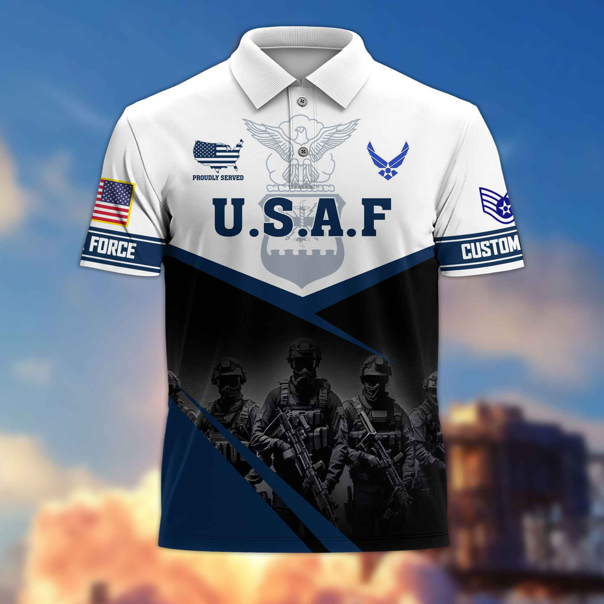 USAF Custom Polo Shirt VPVC217312, Gifts For Air Force Veteran, Best Gifts On Father’s Day, Armed Forces Day, Independence Day, Veterans Day