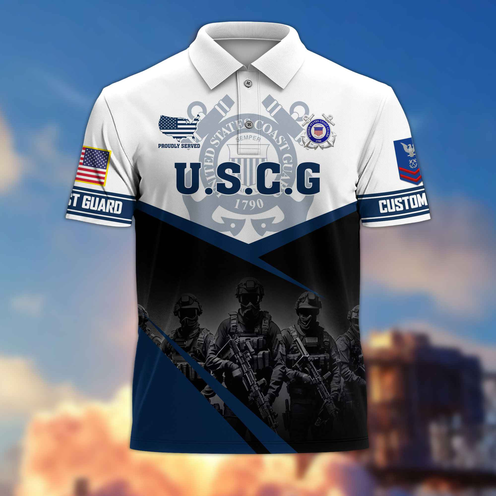 USCG Custom Polo Shirt VPVC217305, Gifts For Coast Guard Veteran, Best Gifts On Father’s Day, Armed Forces Day, Independence Day, Veterans Day