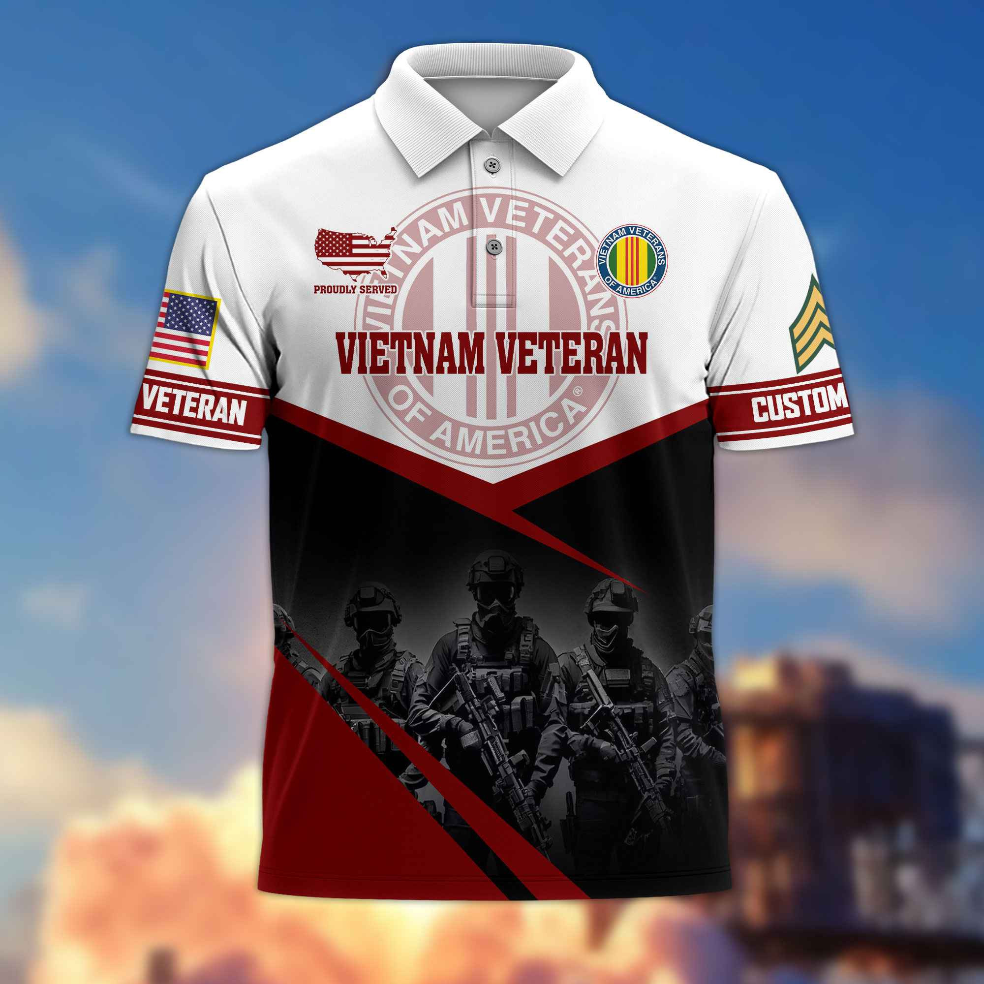 Vietnam Veteran Custom Polo Shirt VPVC217306, Gifts For Vietnam Veteran, Best Gifts On Father’s Day, Armed Forces Day, Independence Day, Veterans Day